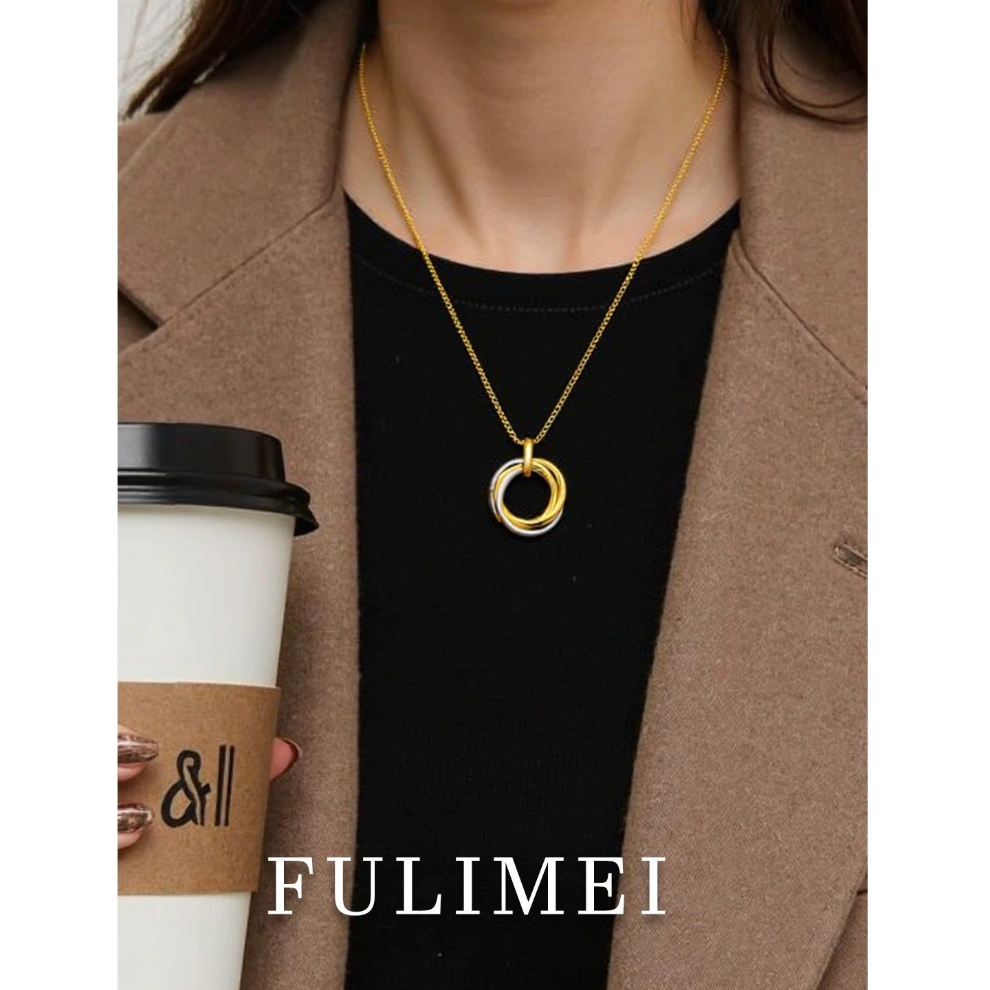 Cartier Gold Brass Colorblock Necklace