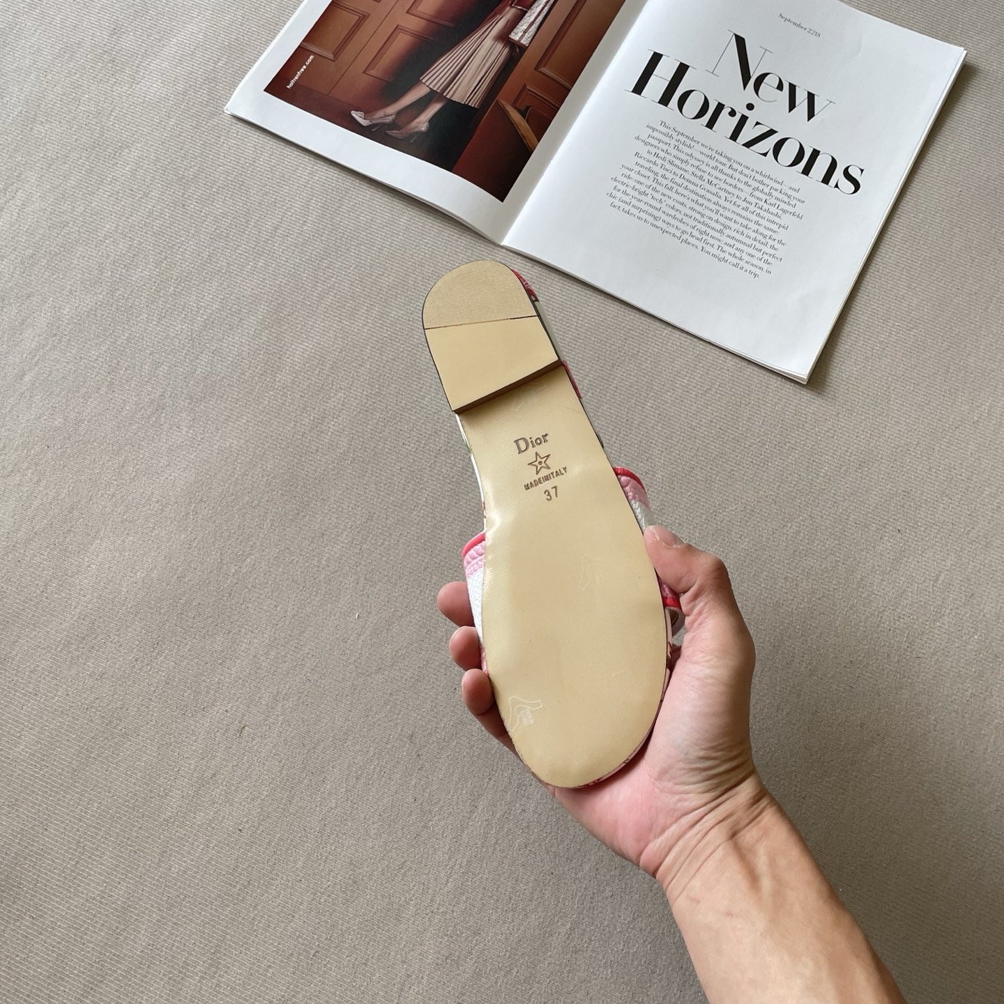Dior Leather Embroidered Slides