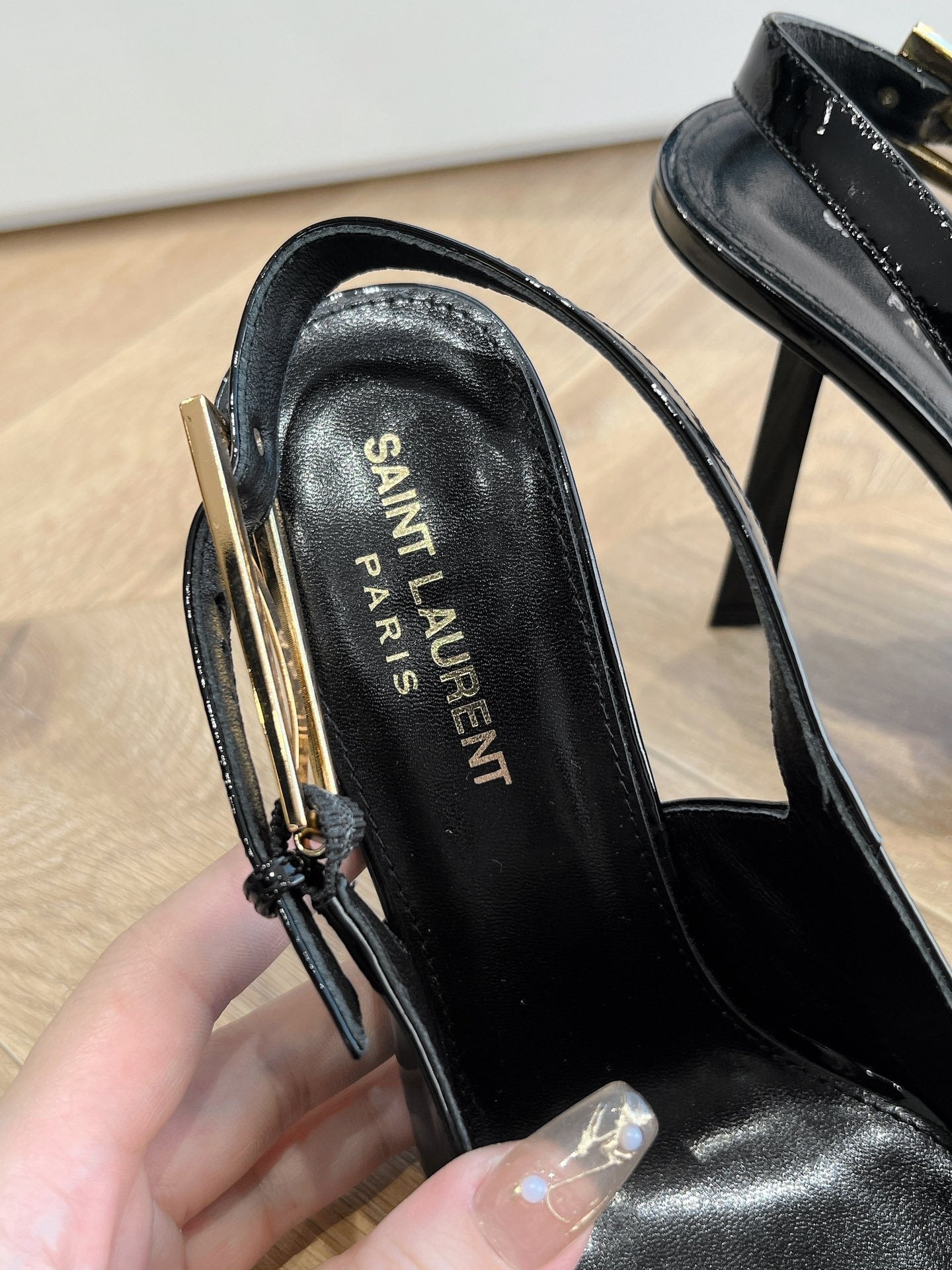 Saint Laurent Patent Leather Chain Heels