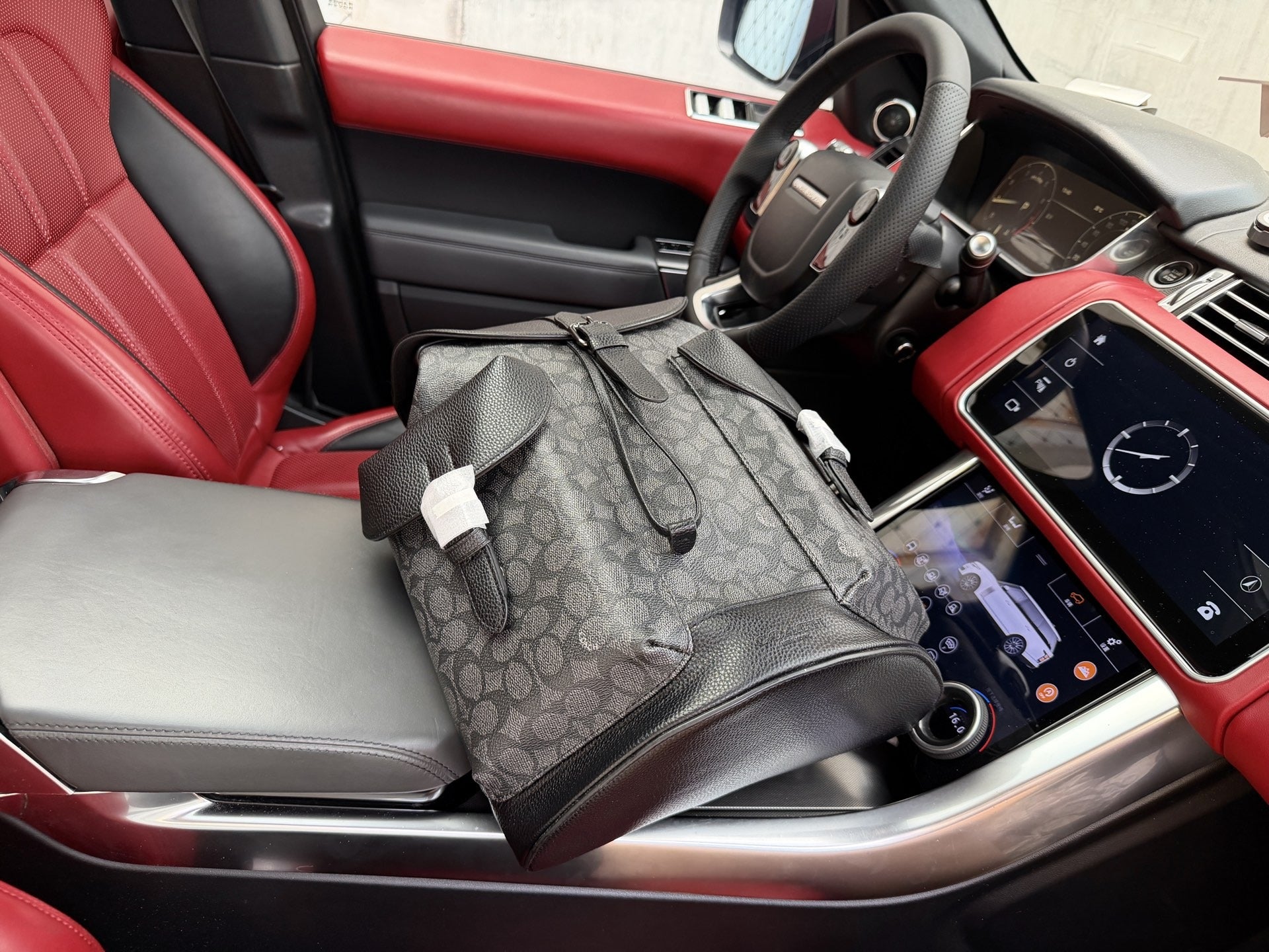 Coach Leather Logo Backpack