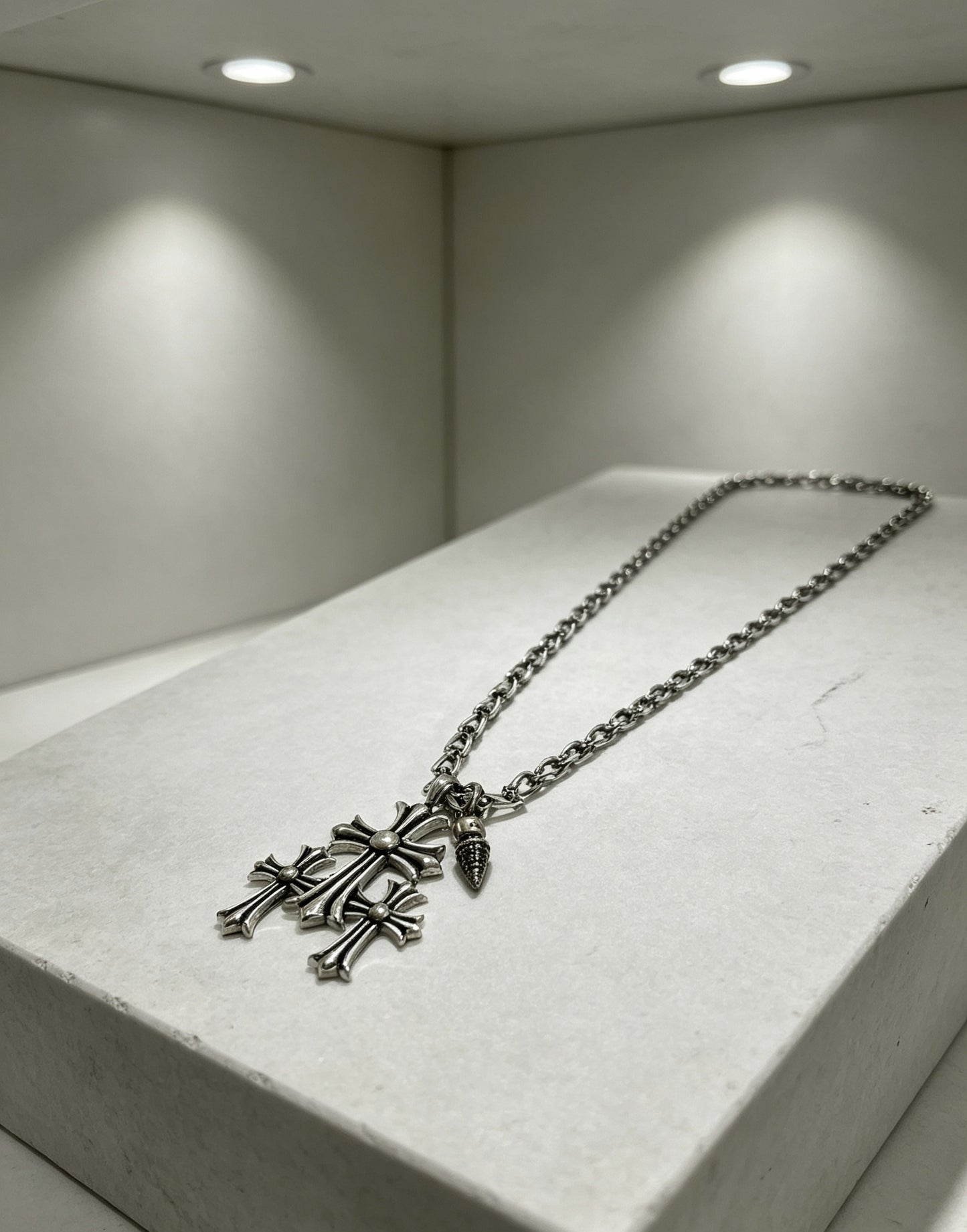 Chrome Hearts Sterling Silver Cross Necklace