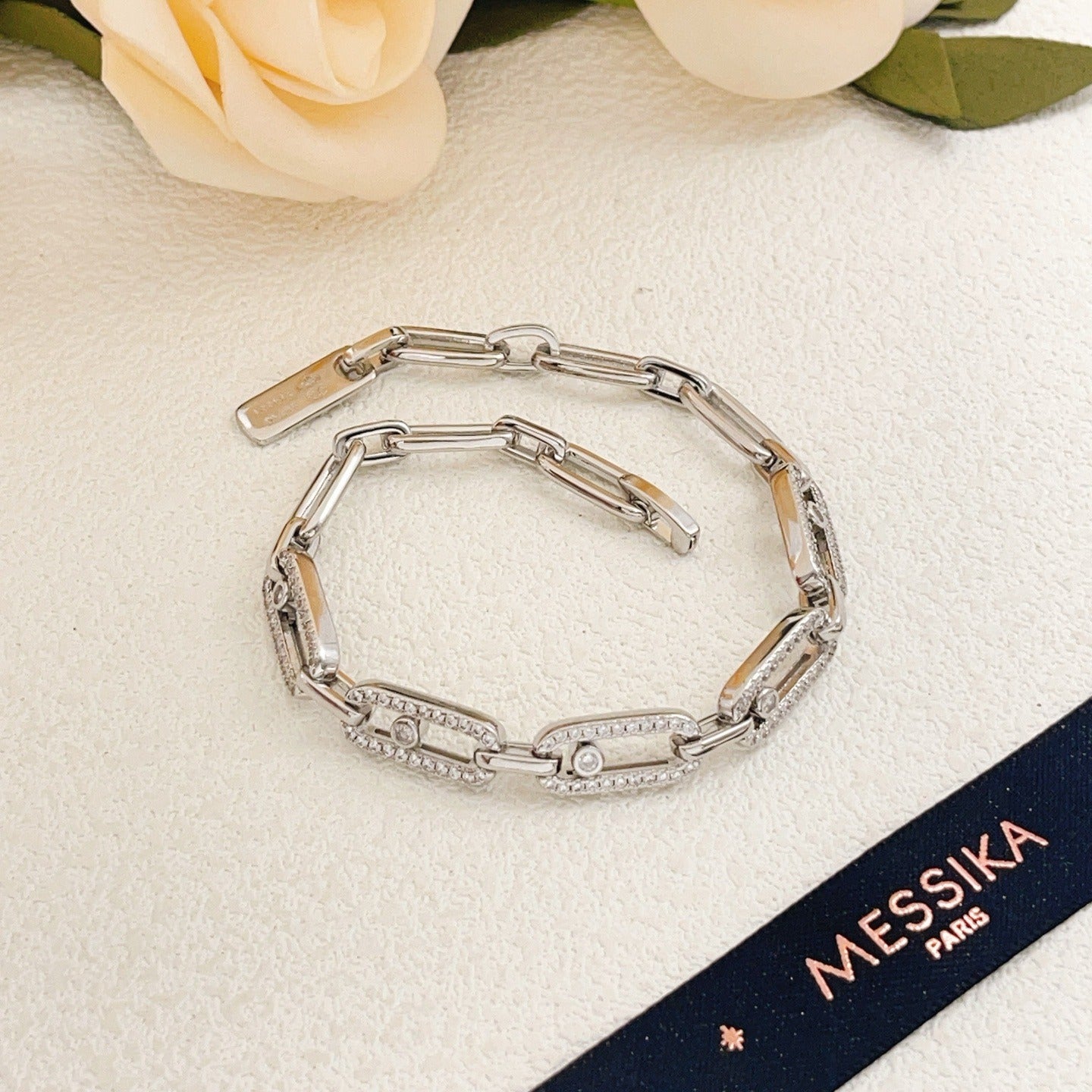 Messika Silver Brass Pave Bracelet
