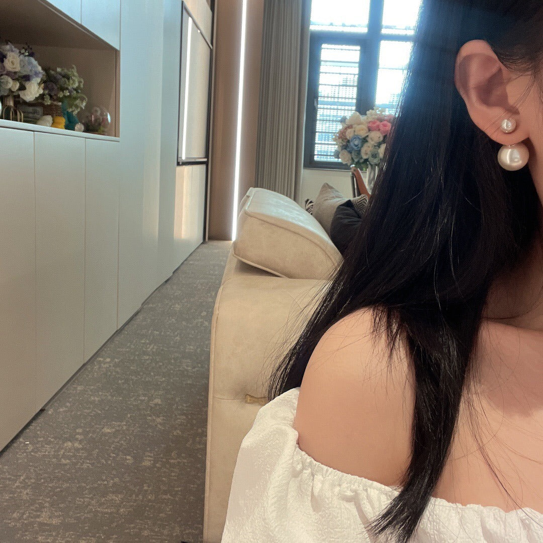 Dior White Sterling Silver Pearl Earrings