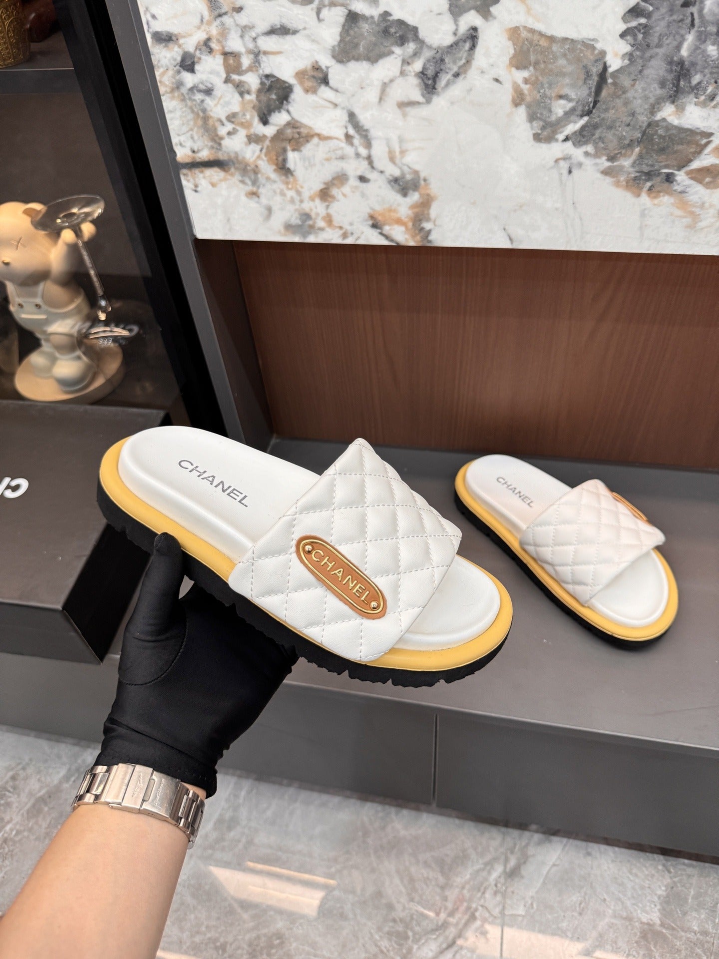 Chanel Lambskin Leather Slides