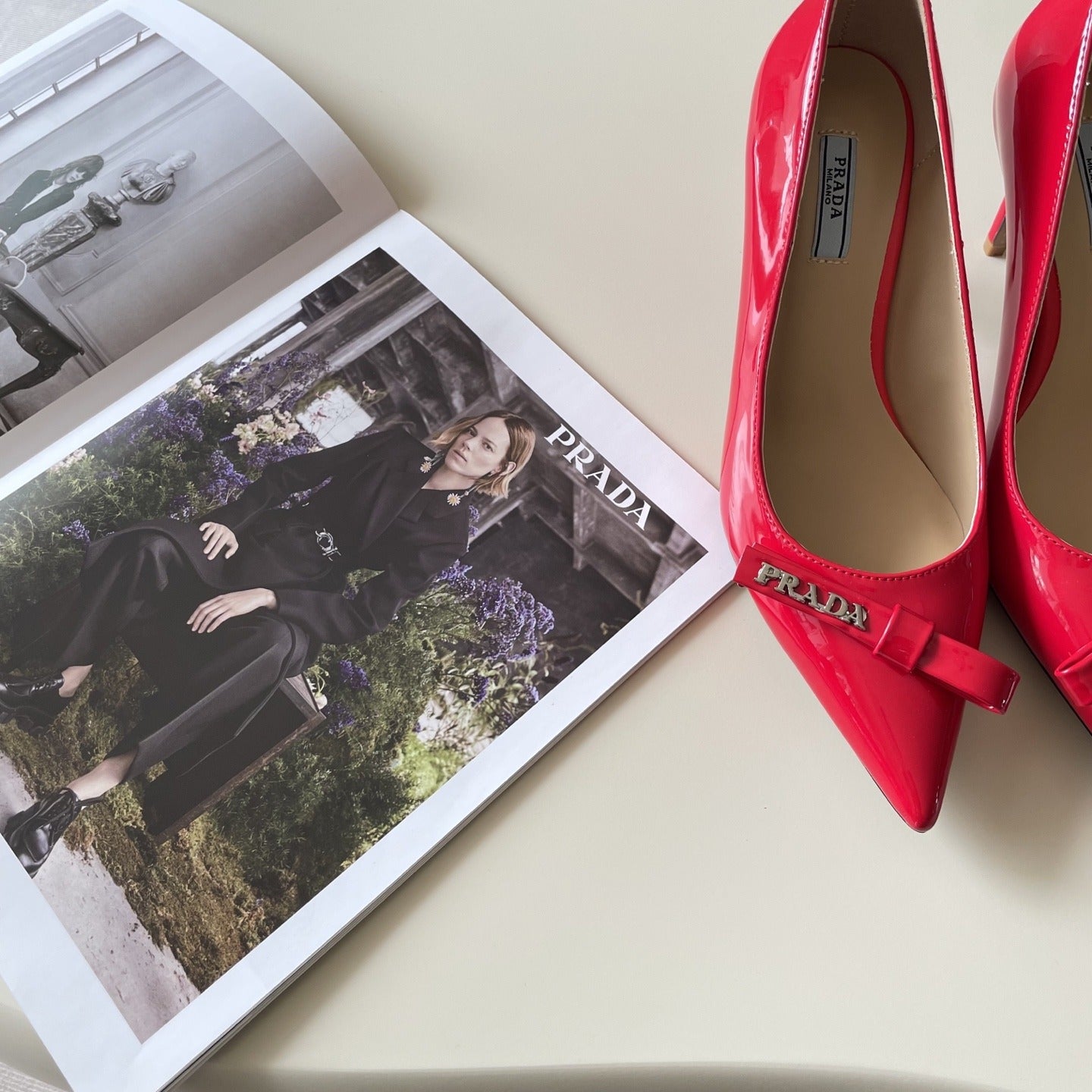 Prada Lambskin Leather Bow Heels
