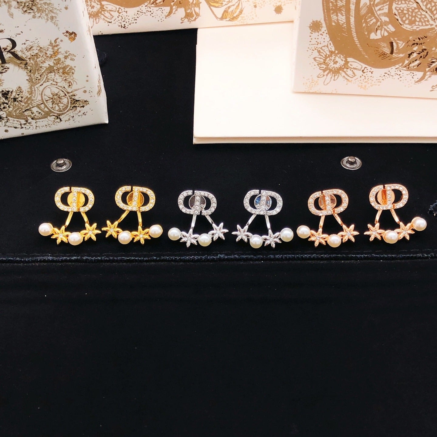 Dior Gold Brass Sunburst Earrings
