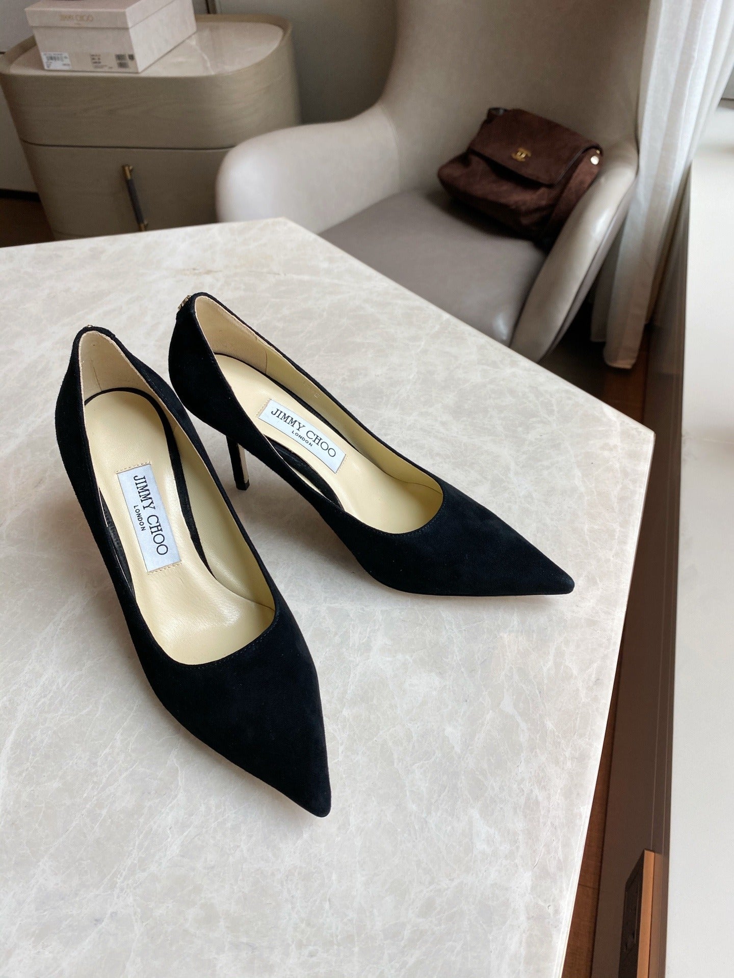Jimmy Choo Women Patent Leather & Lambskin Leather Pearl Heels