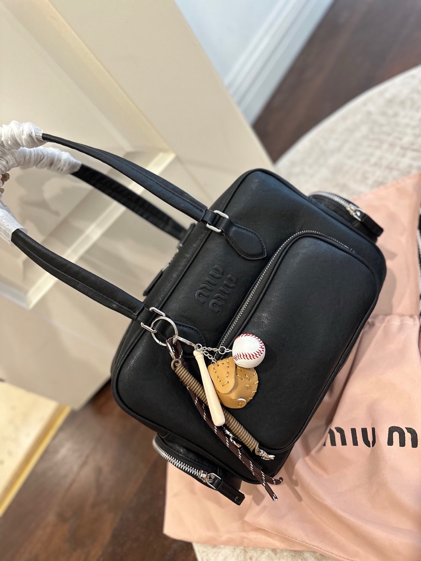 Miu Miu Lambskin Leather & Cotton Crossbody Bag