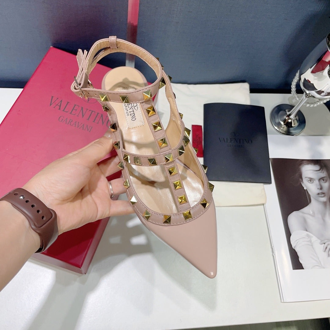 Valentino Lambskin Leather Pointed Toe Sandals