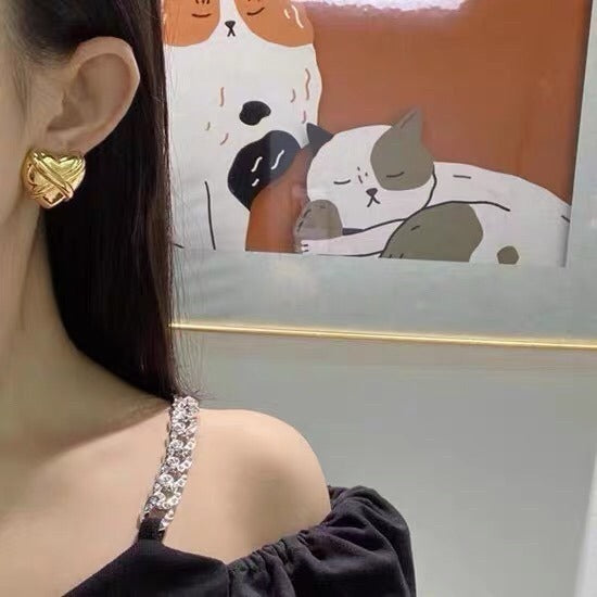 Saint Laurent Brass Heart Earrings