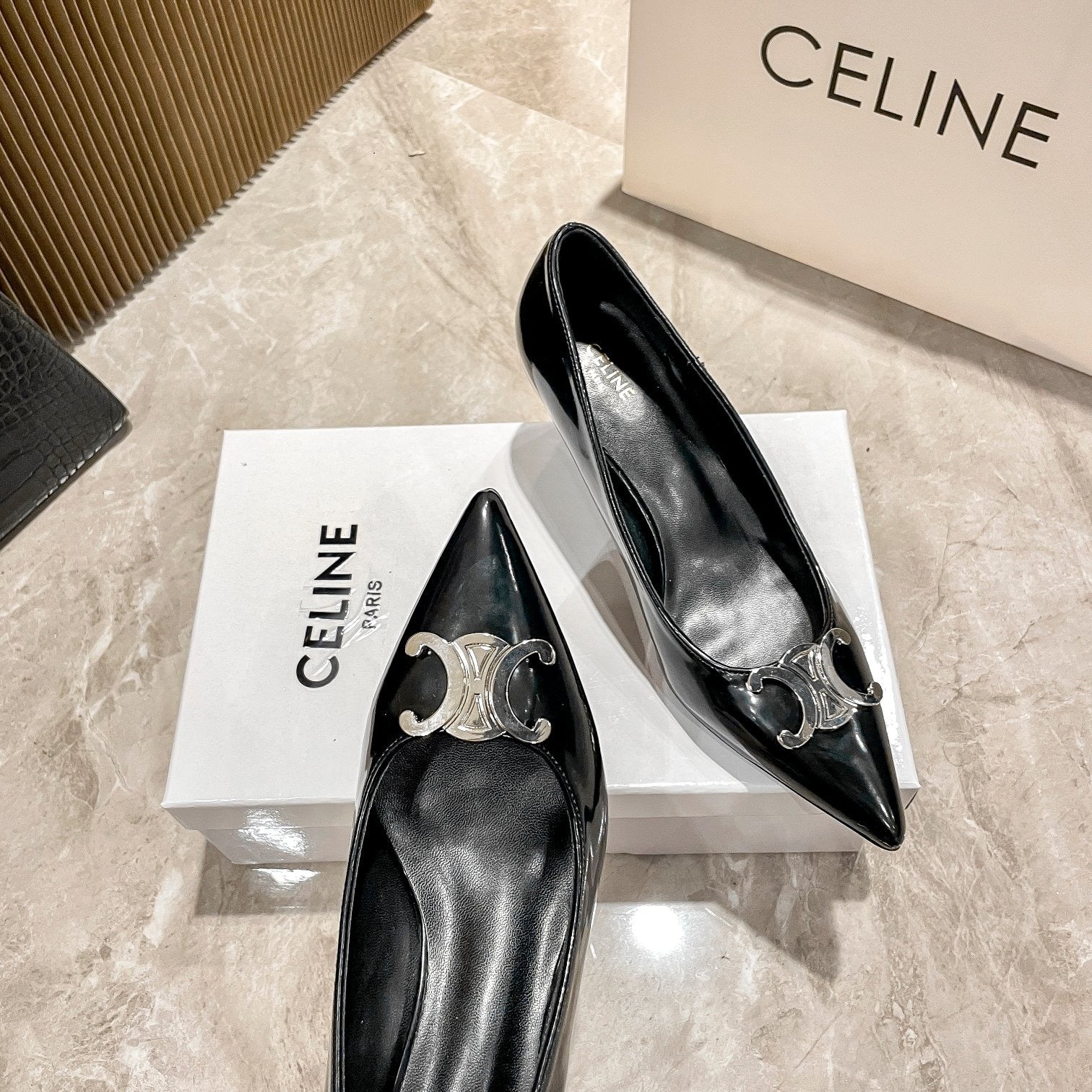 Celine Calfskin Leather Pointed Toe Heels