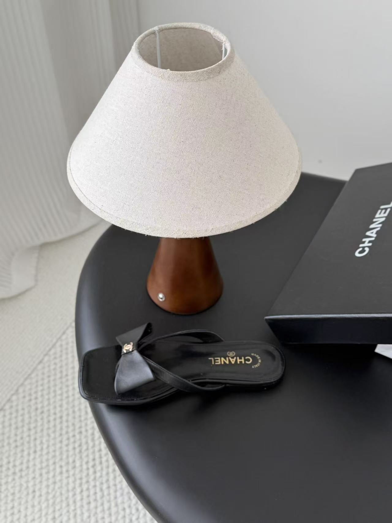 Chanel Lambskin Leather Bow Slides