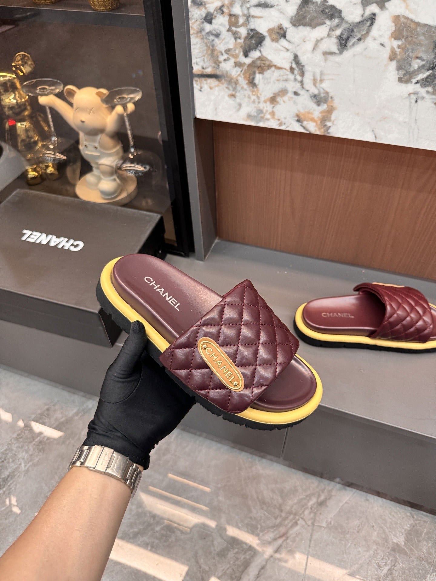 Chanel Lambskin Leather Slides