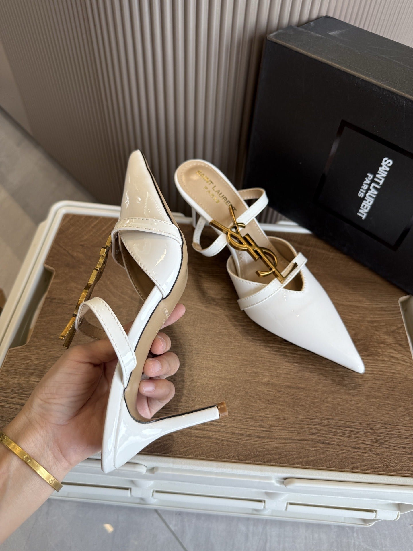 Saint Laurent Black Pointed Toe Heels