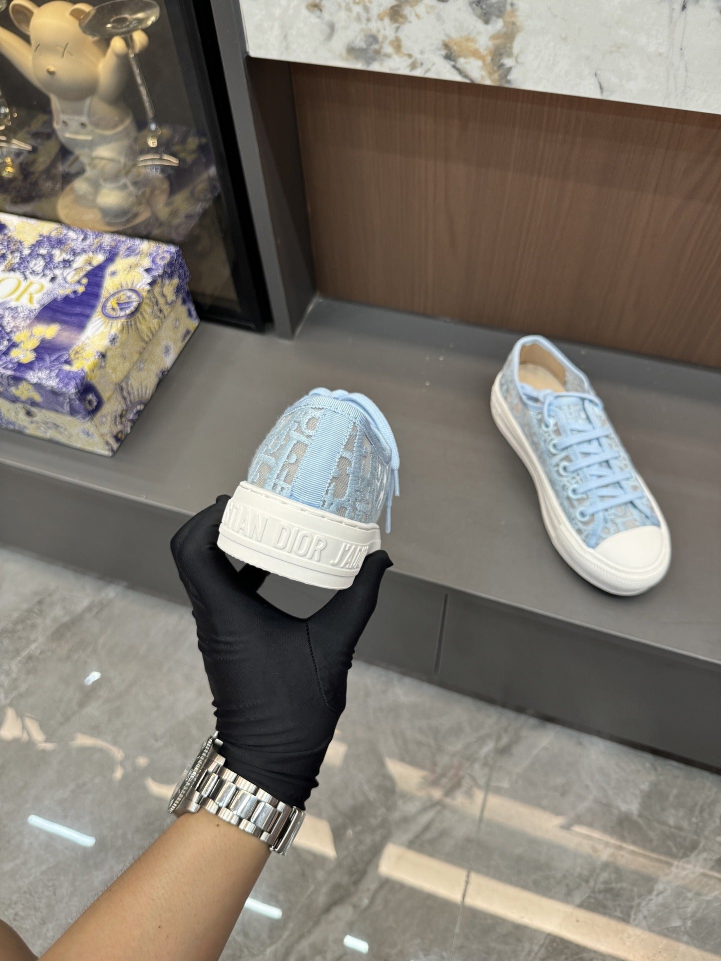Dior Women Cotton & Lambskin Leather Embroidered Shoes