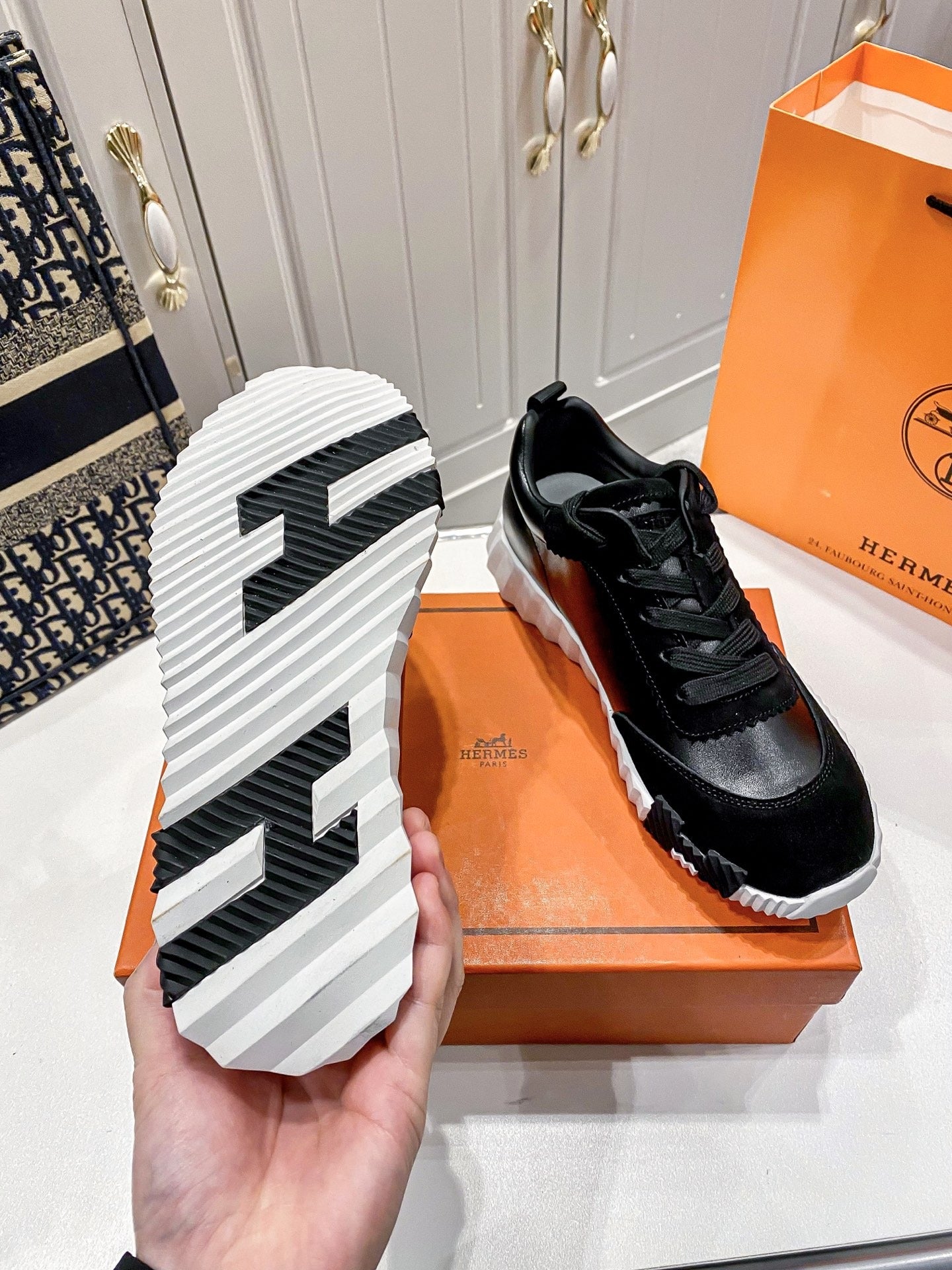 Hermes Lambskin Leather Sneakers