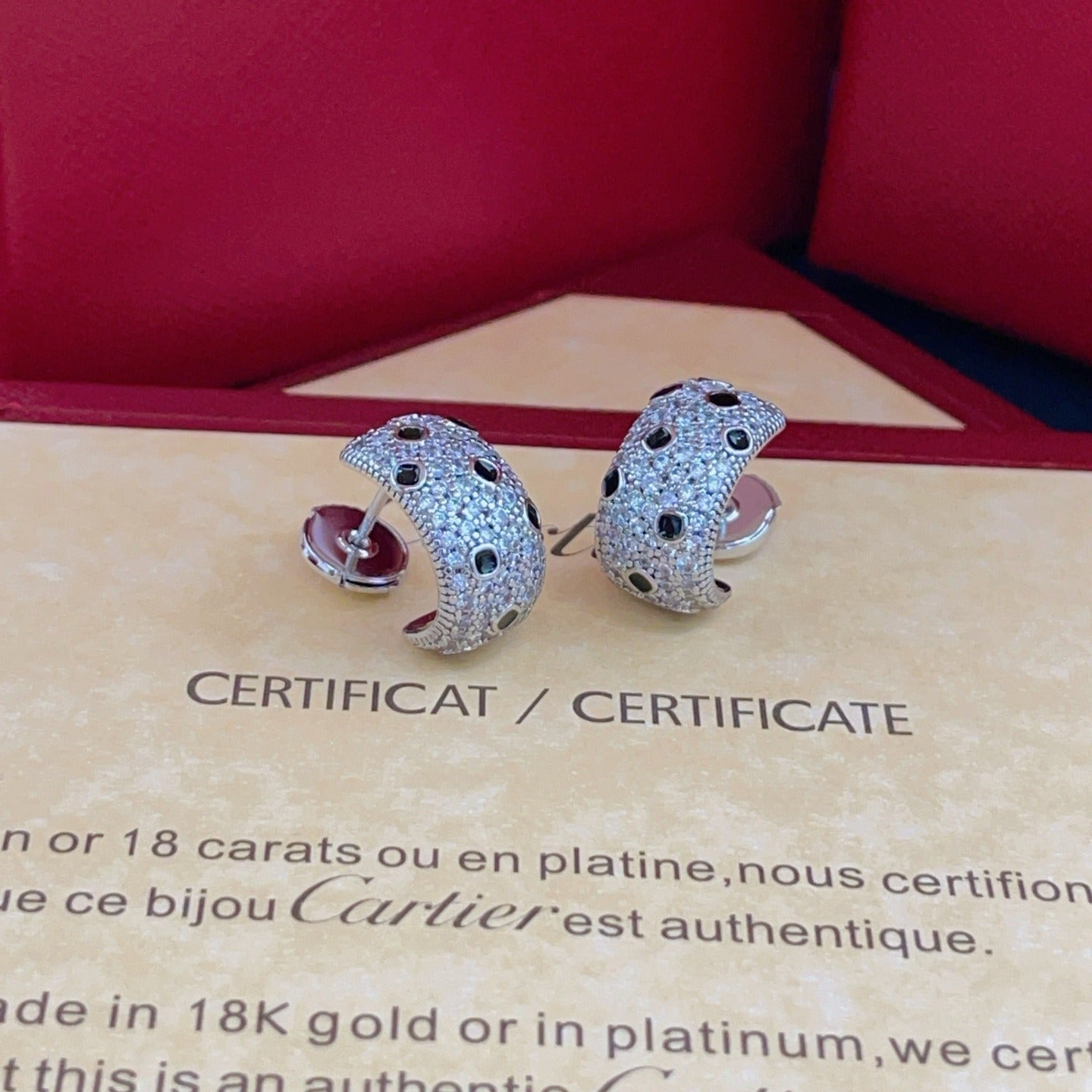 Cartier Silver Brass Leopard-Print Earrings