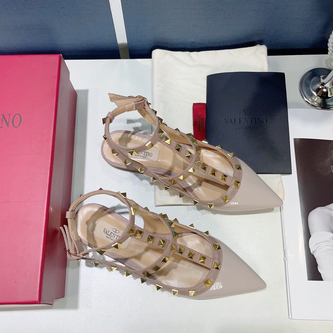 Valentino Lambskin Leather Pointed Toe Sandals