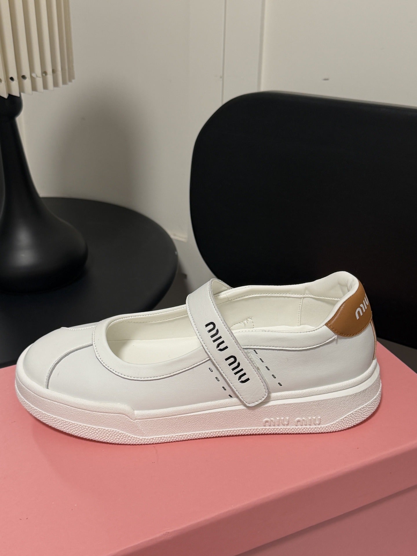 Miu Miu White Leather Logo Sneakers
