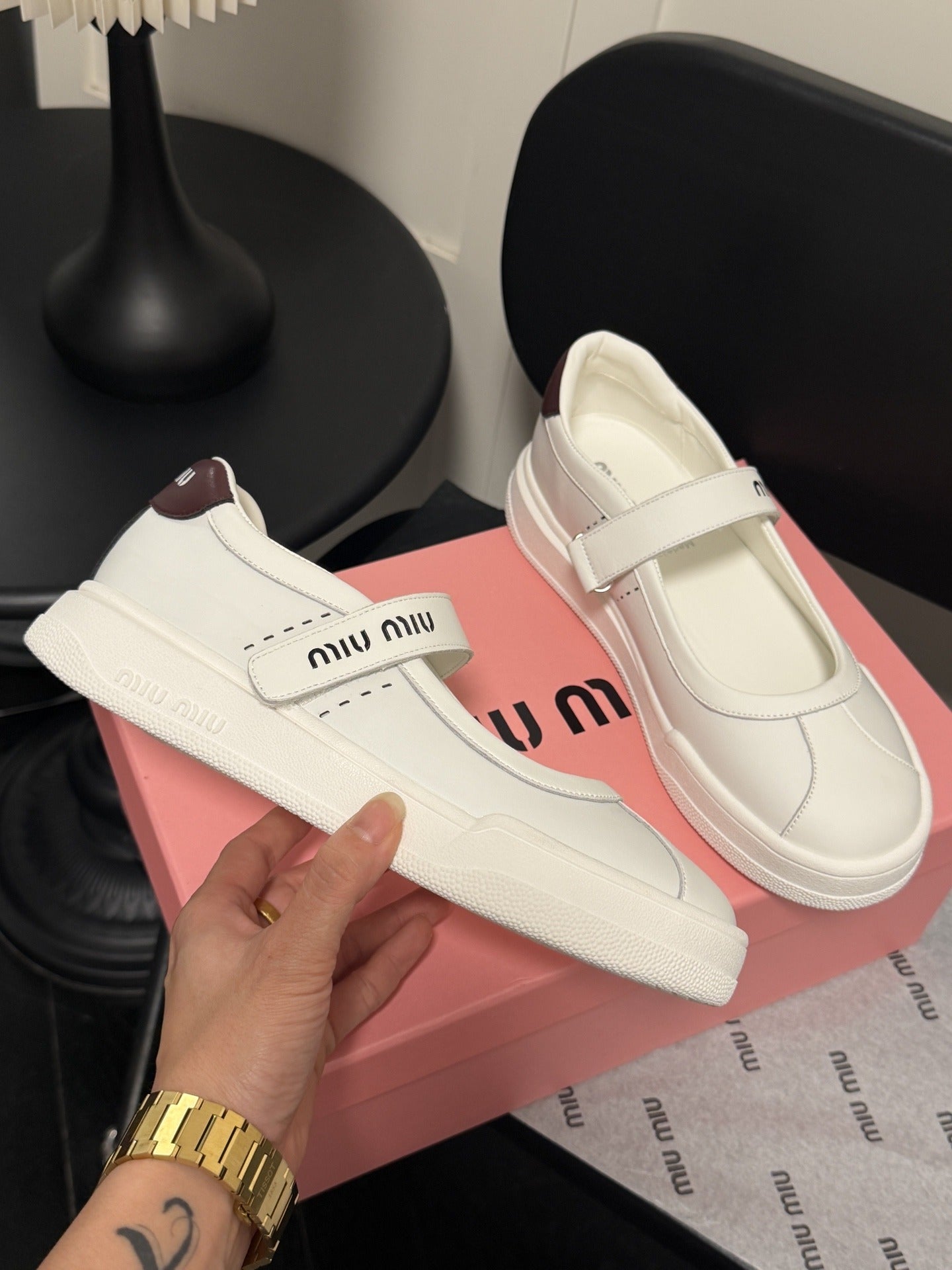 Miu Miu White Leather Logo Sneakers