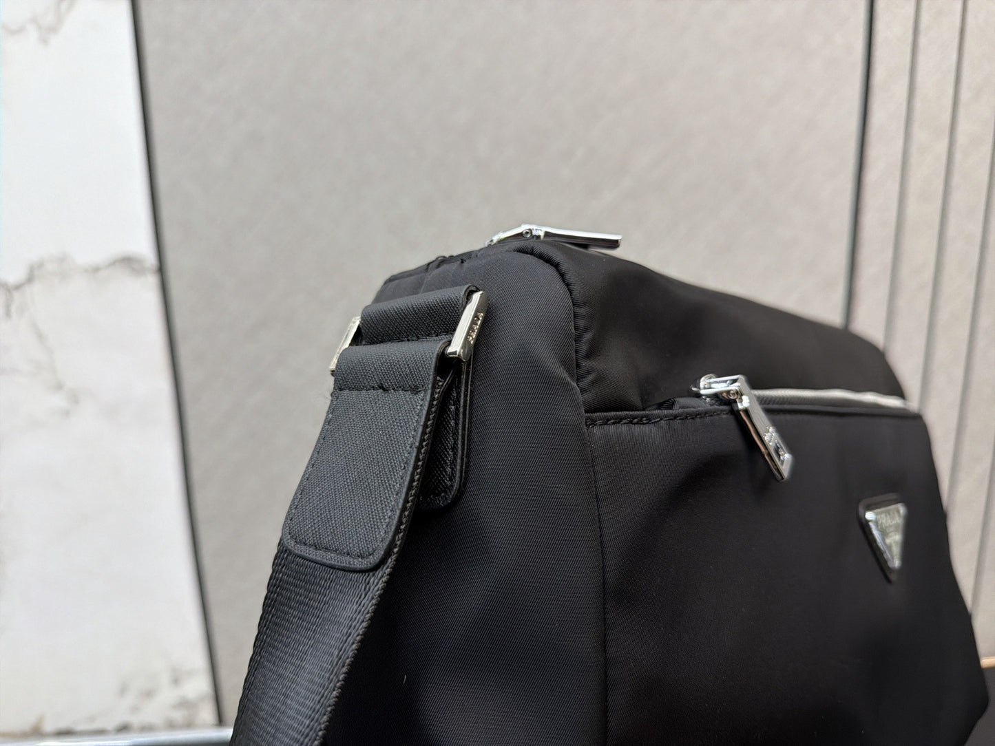Prada Black Nylon & Canvas Shoulder Bag