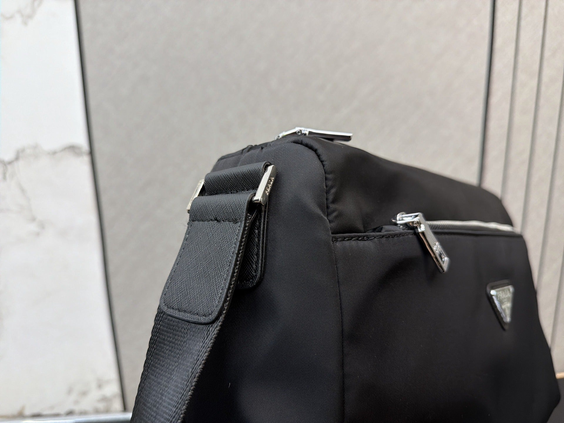 Prada Black Nylon & Canvas Shoulder Bag