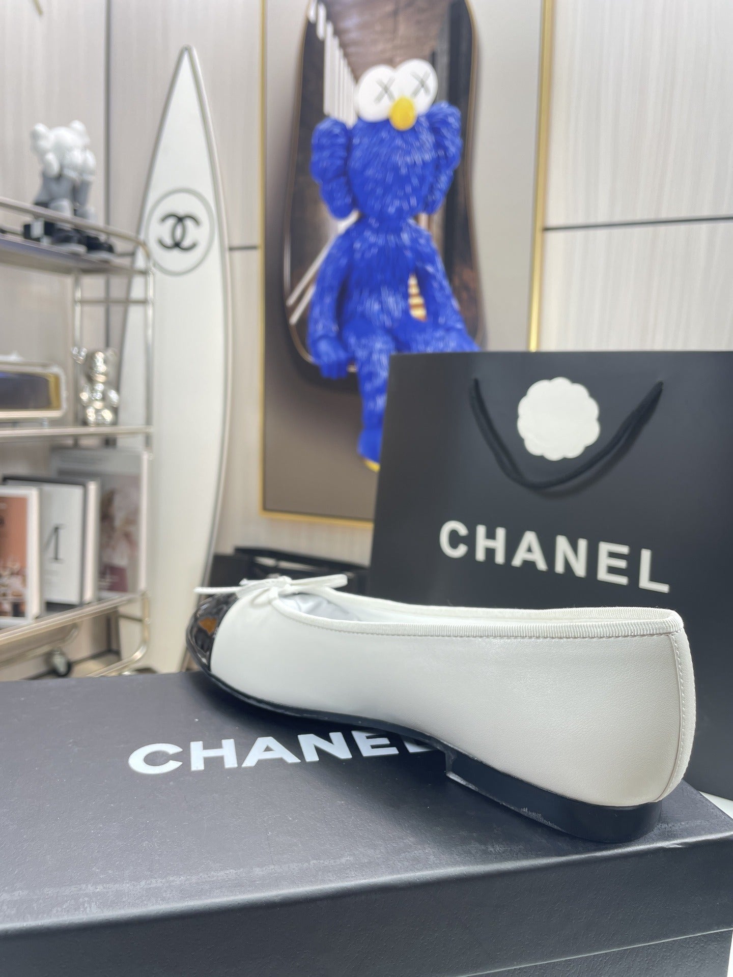 Chanel Lambskin Leather Bow Ballet Flats