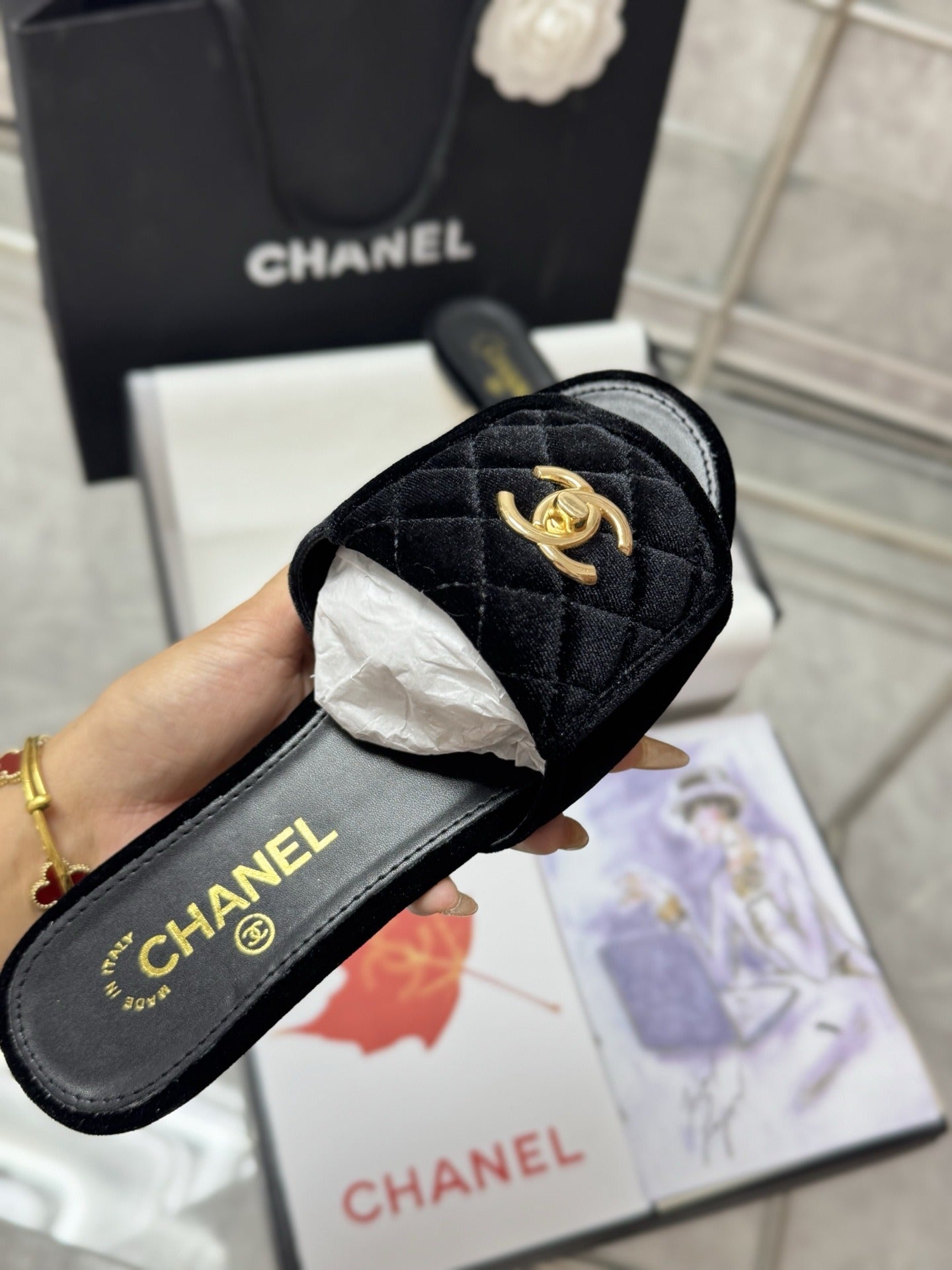 Chanel Lambskin Leather Slides