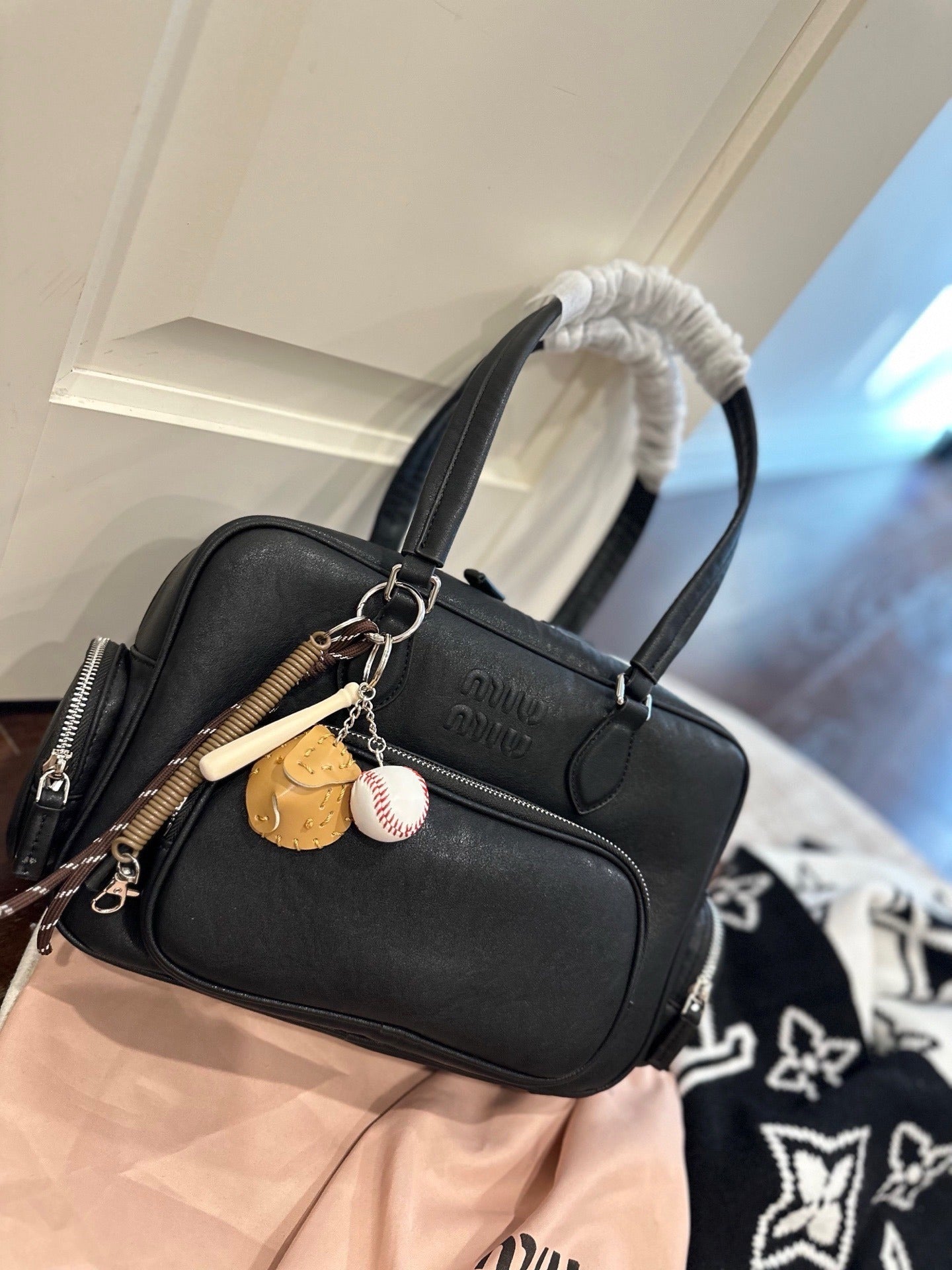 Miu Miu Lambskin Leather & Cotton Crossbody Bag