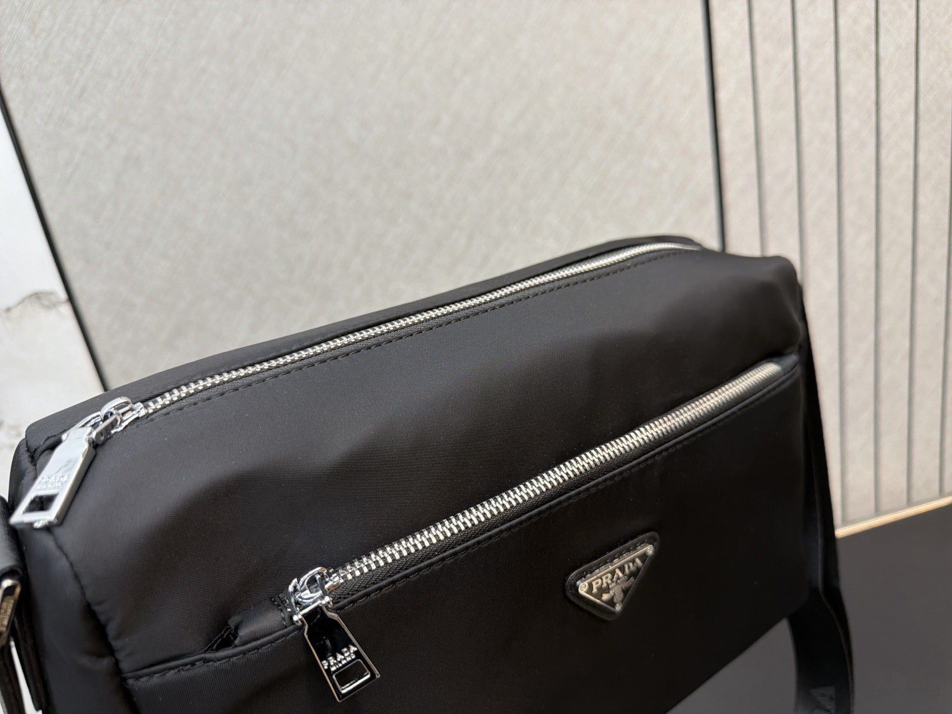 Prada Black Nylon & Canvas Shoulder Bag