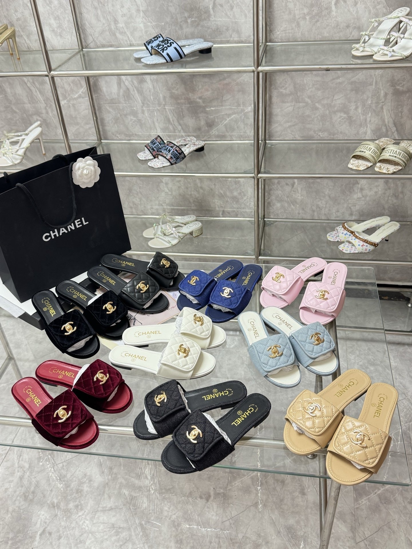Chanel Lambskin Leather Slides