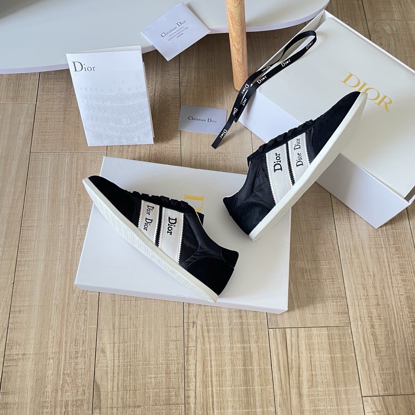 Dior Leather Vintage-Finish Sneakers
