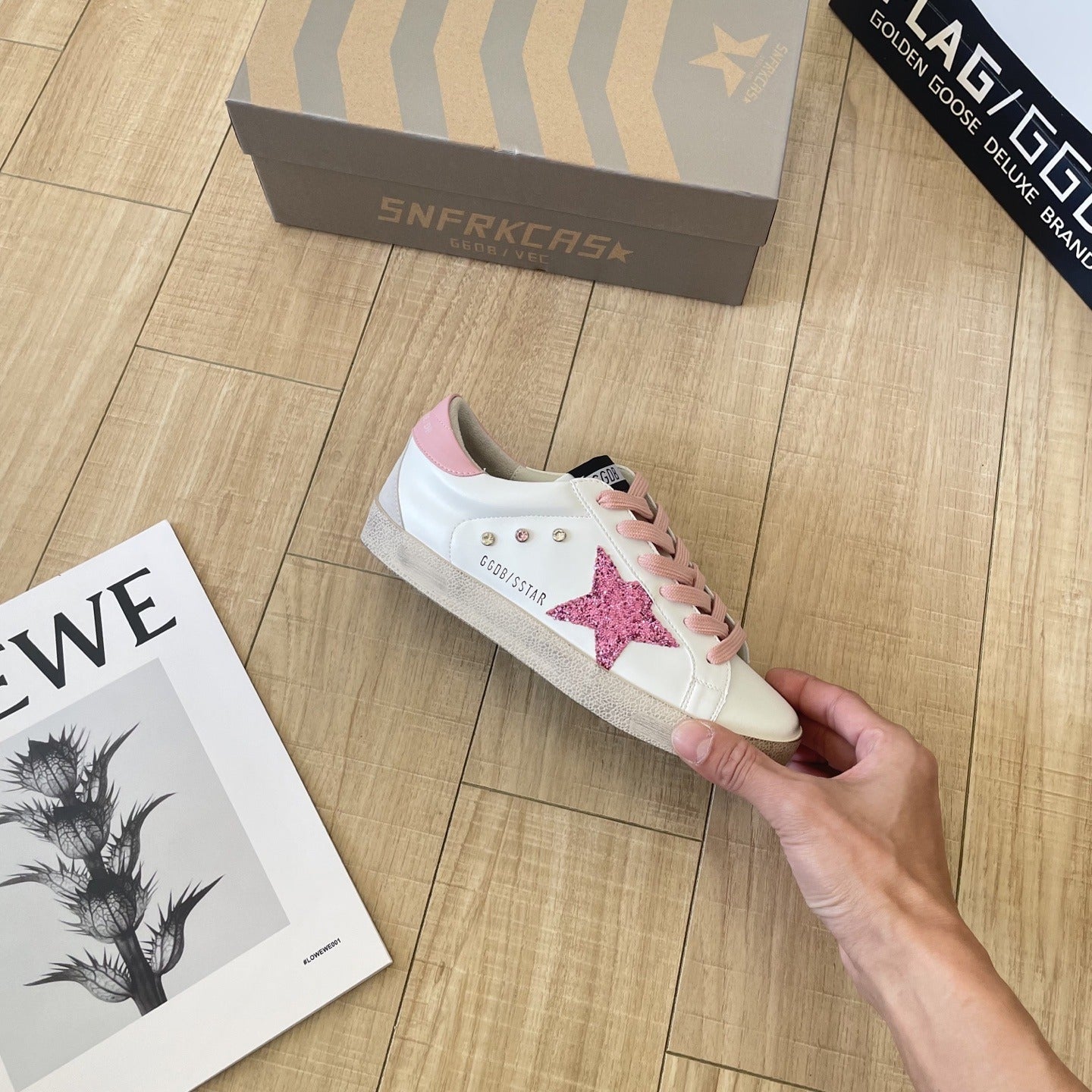 Golden Goose Calfskin Leather Vintage-Finish Sneakers