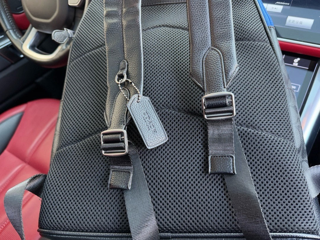 Coach Black Canvas & Leather Logo Backpack