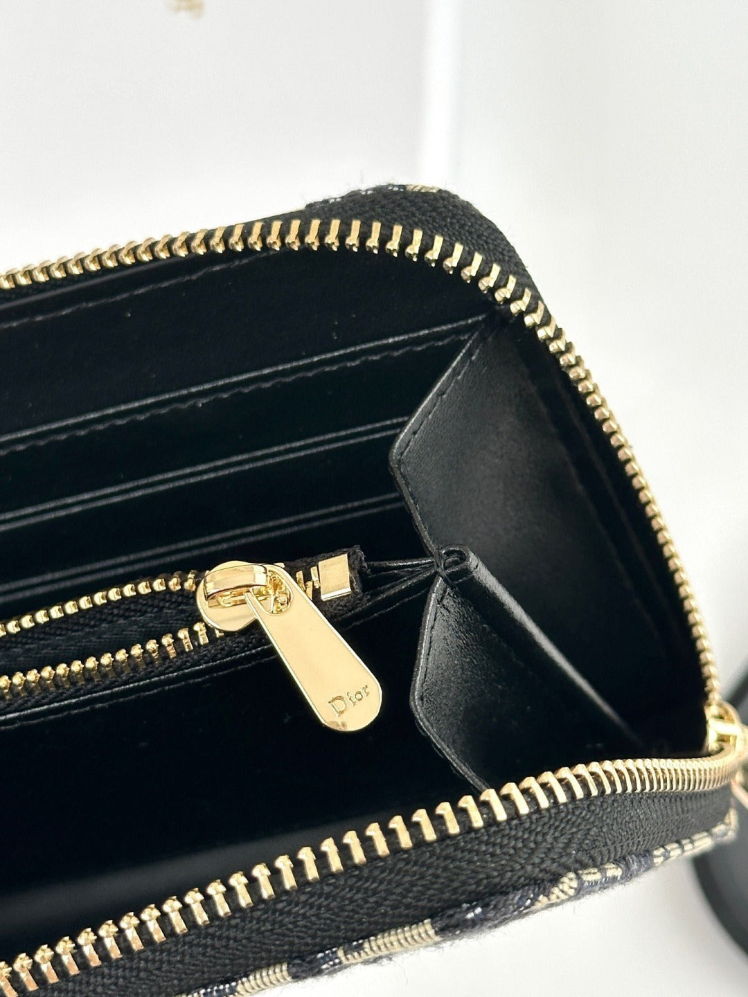Dior Black Leather Zip Wallet