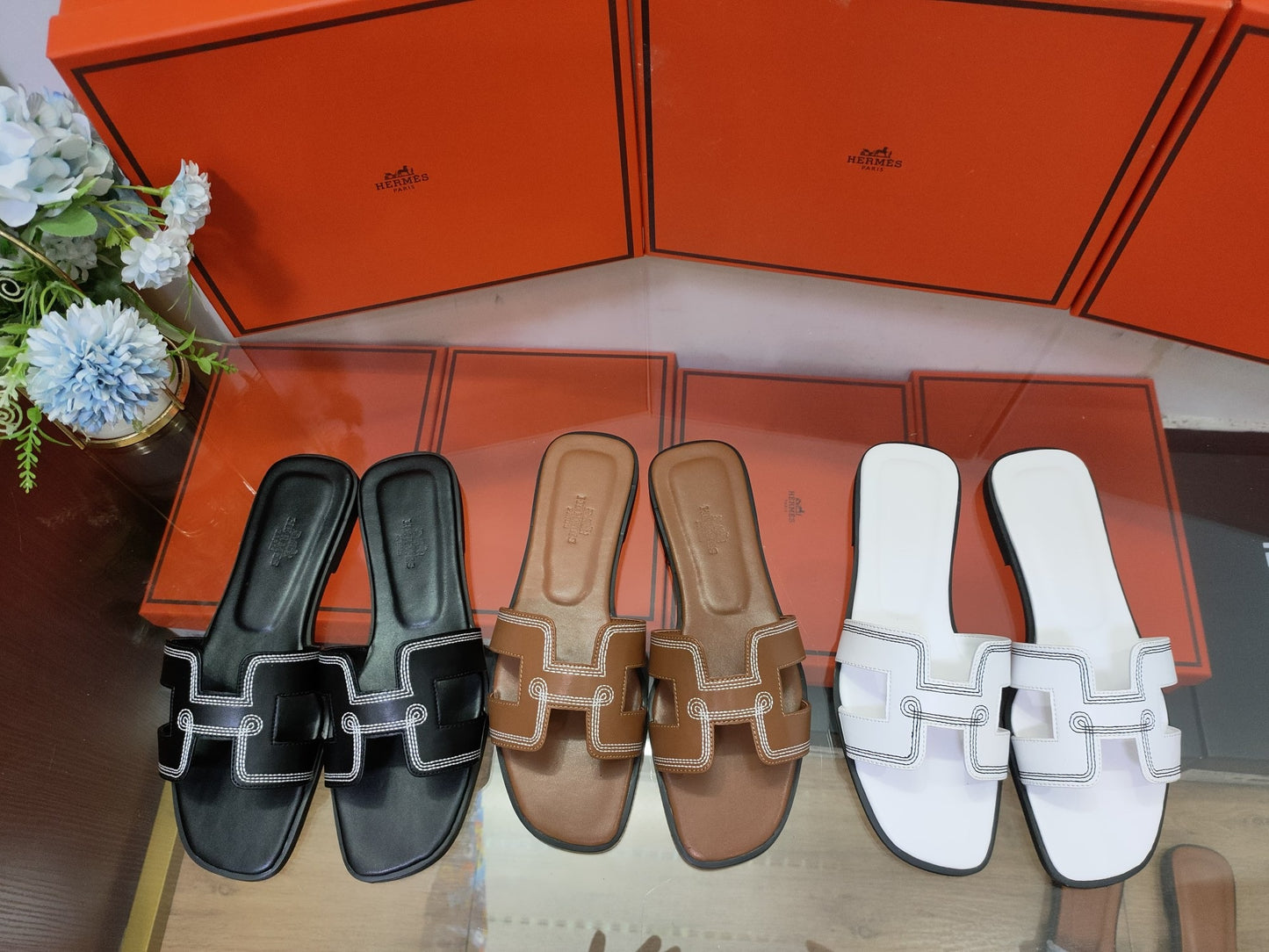 Hermes Leather Slides