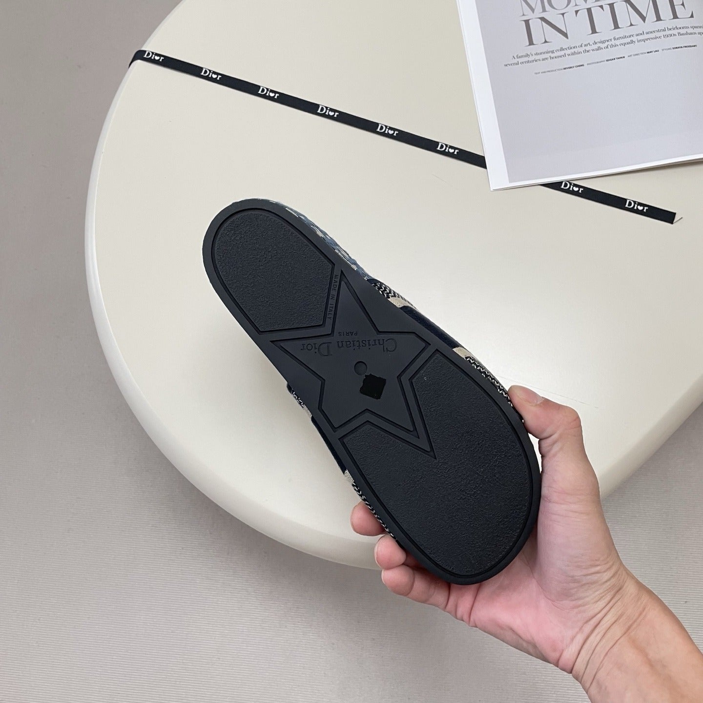 Dior Leather Embroidered Slides