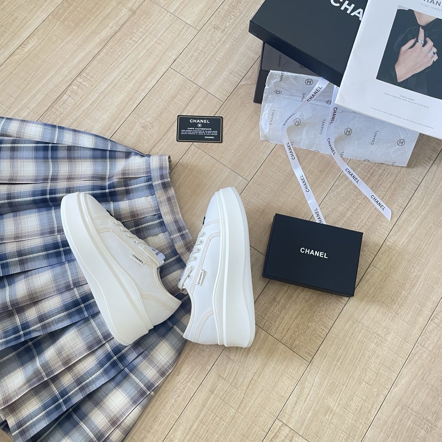Chanel Canvas & Leather Canvas Shoes