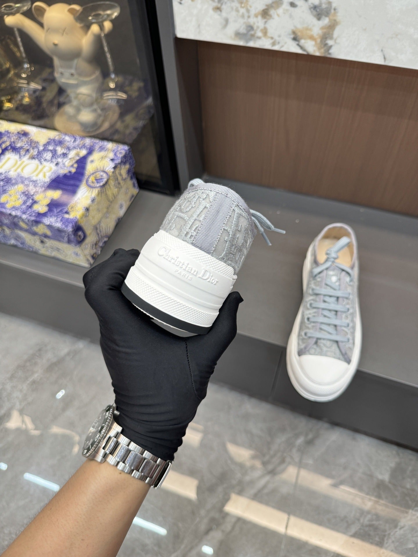 Dior Women Cotton & Lambskin Leather Embroidered Shoes