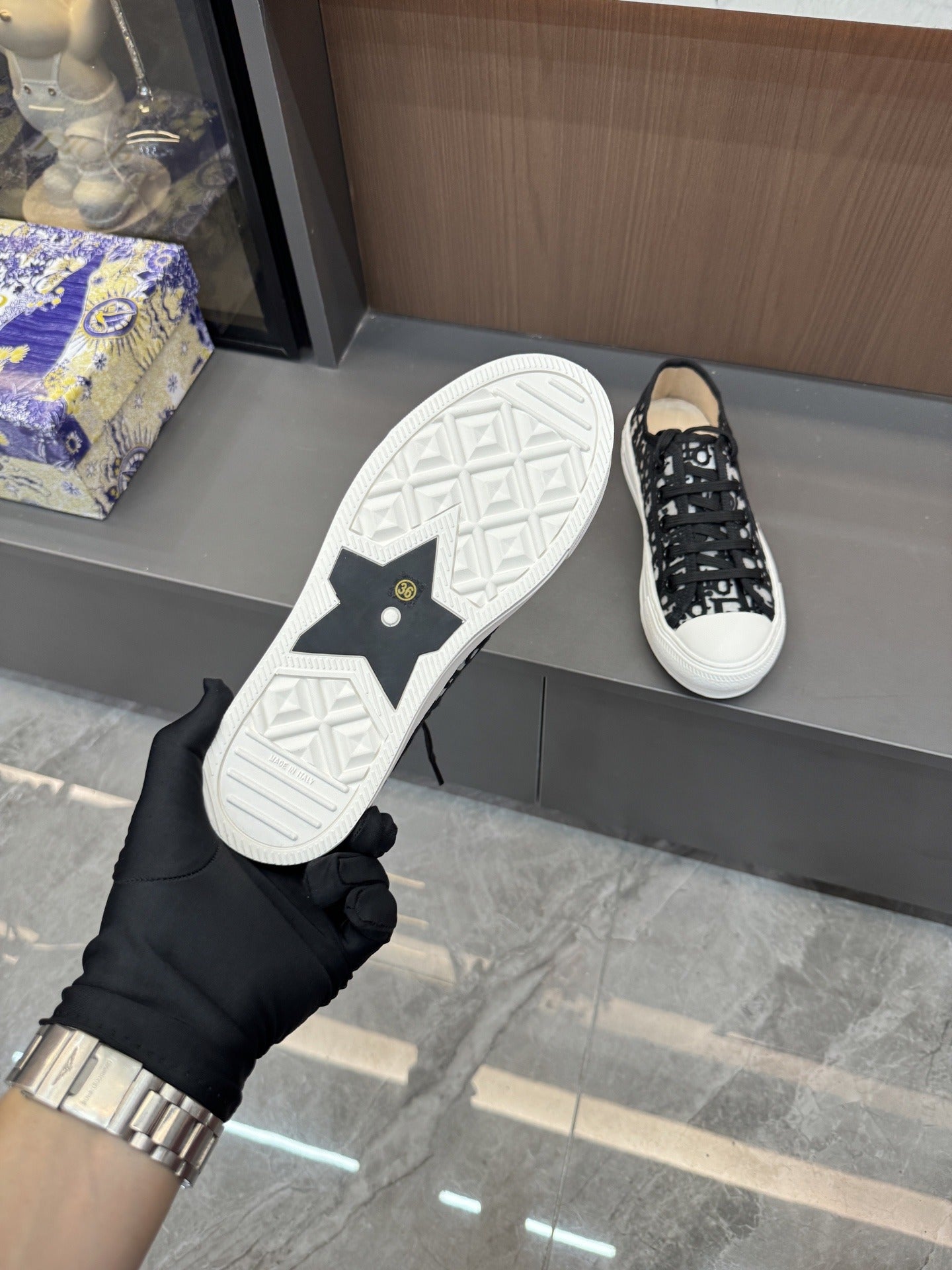 Dior Women Cotton & Lambskin Leather Embroidered Shoes