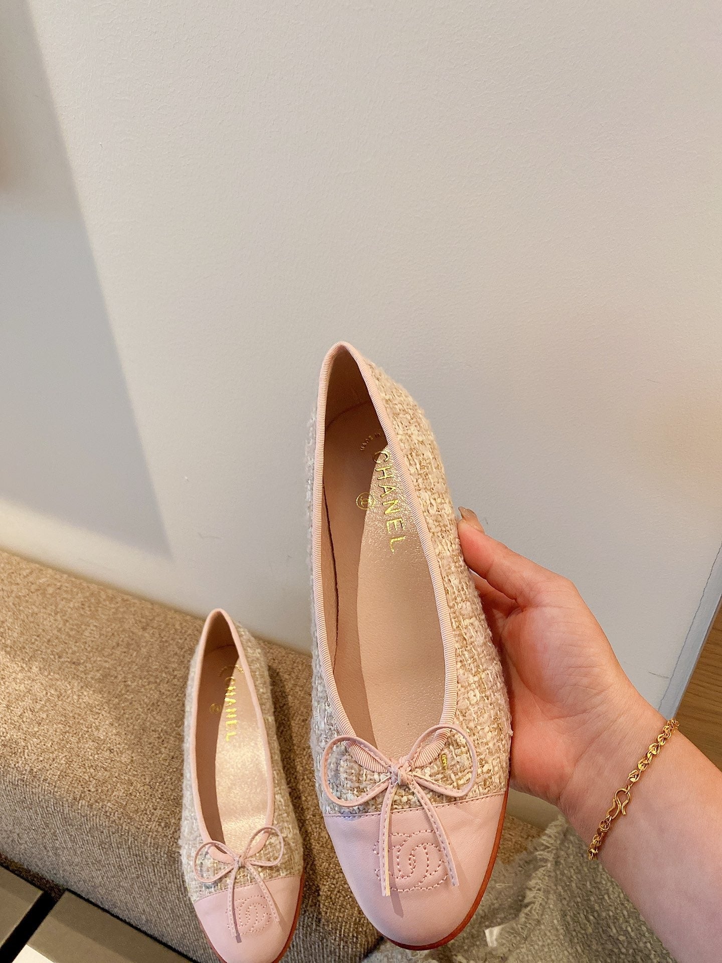 Chanel Leather Bow Ballet Flats