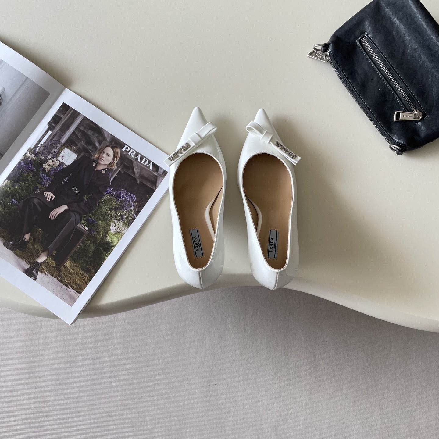Prada Lambskin Leather Bow Heels