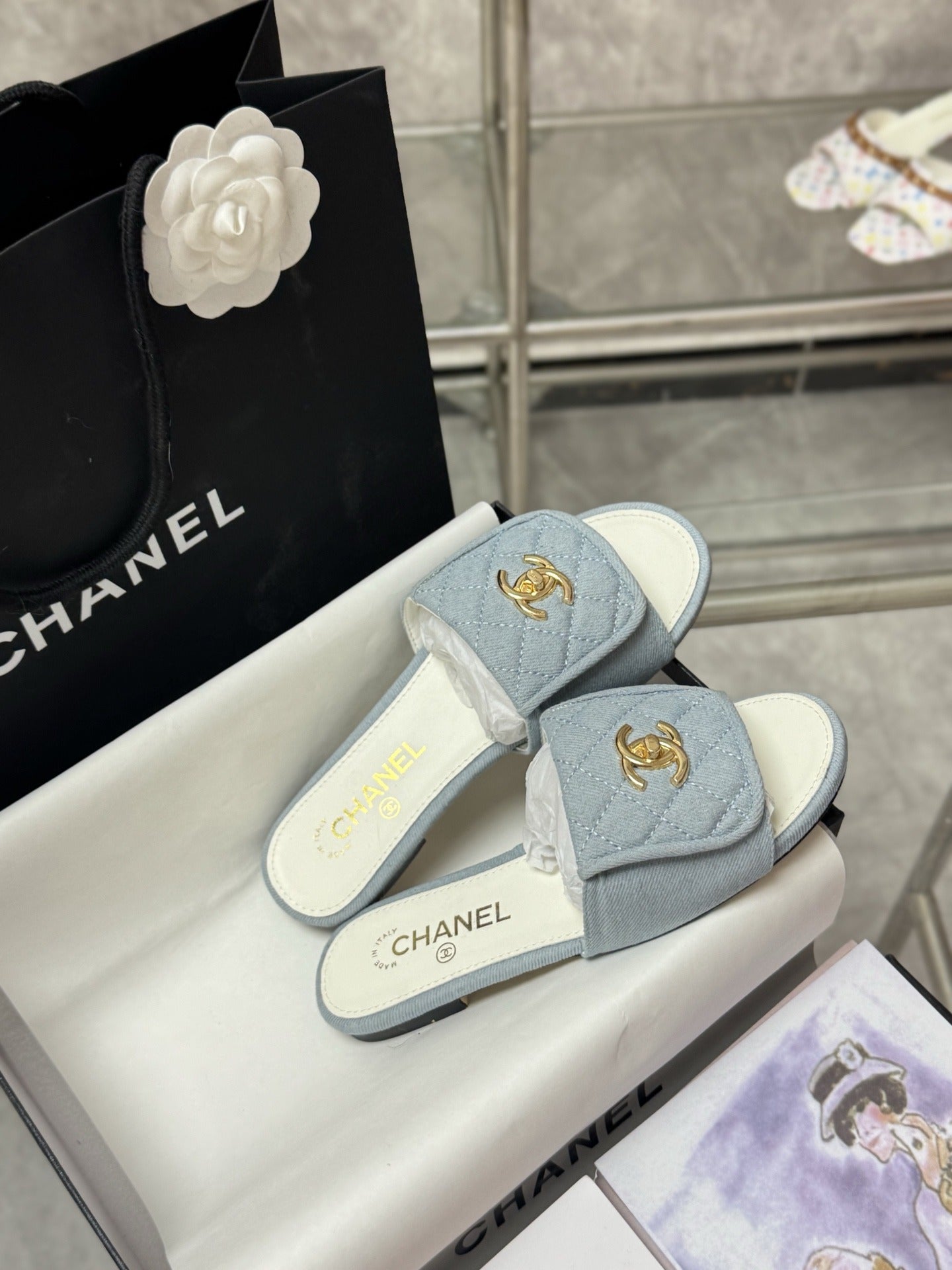 Chanel Lambskin Leather Slides