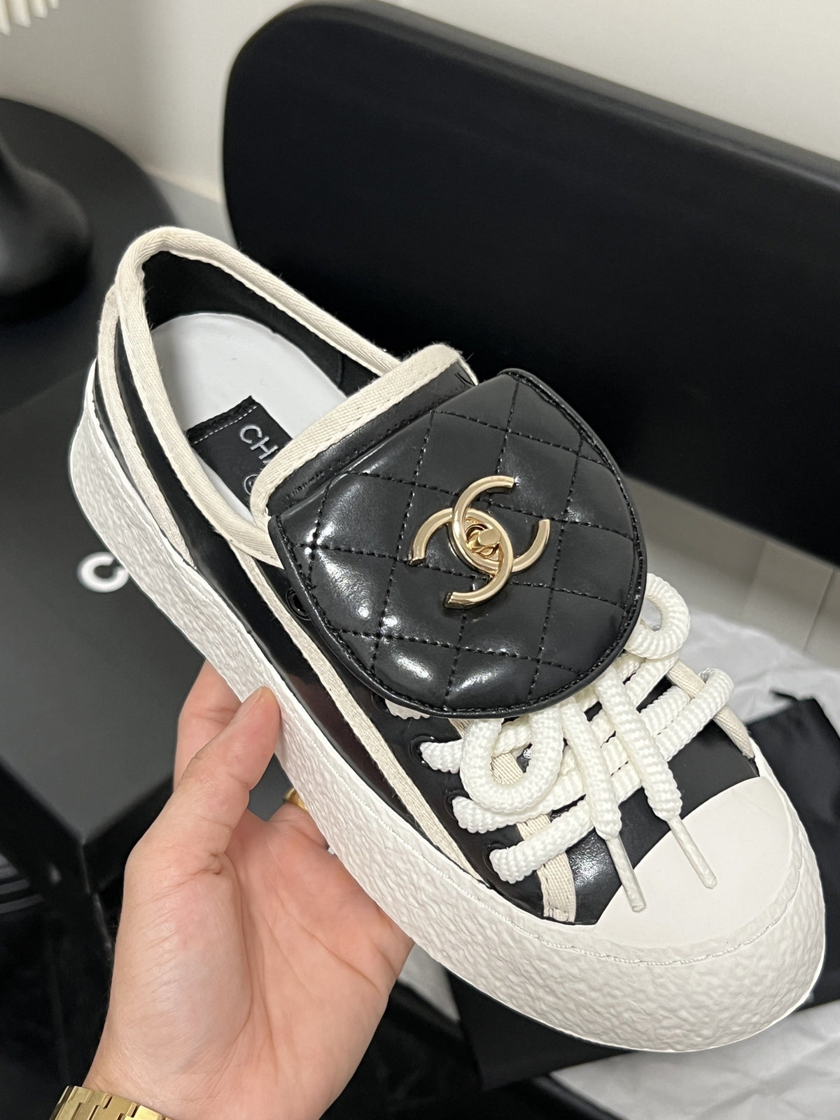 Chanel Leather Vintage-Finish Shoes