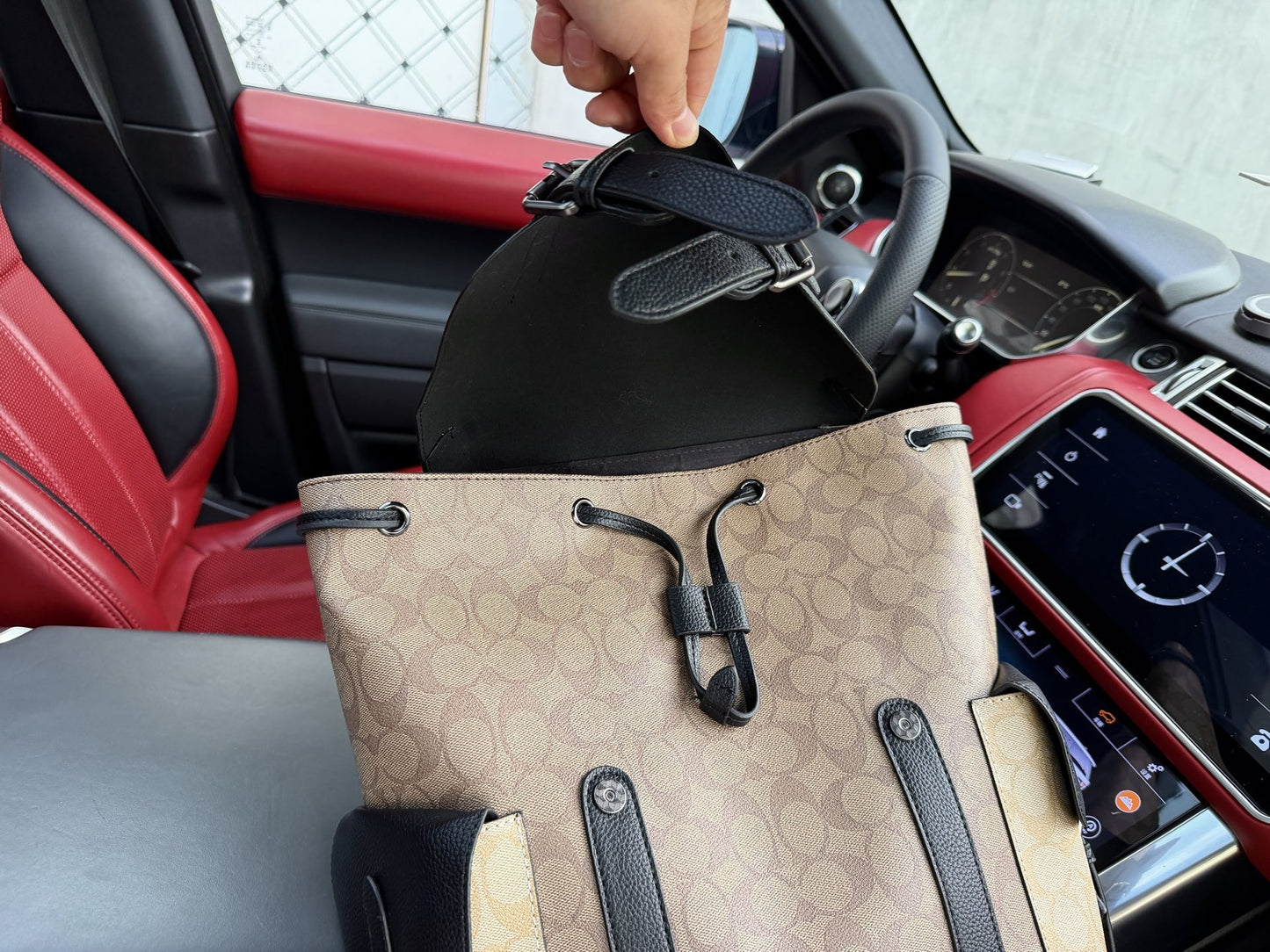 Coach Black Canvas Logo Backpack