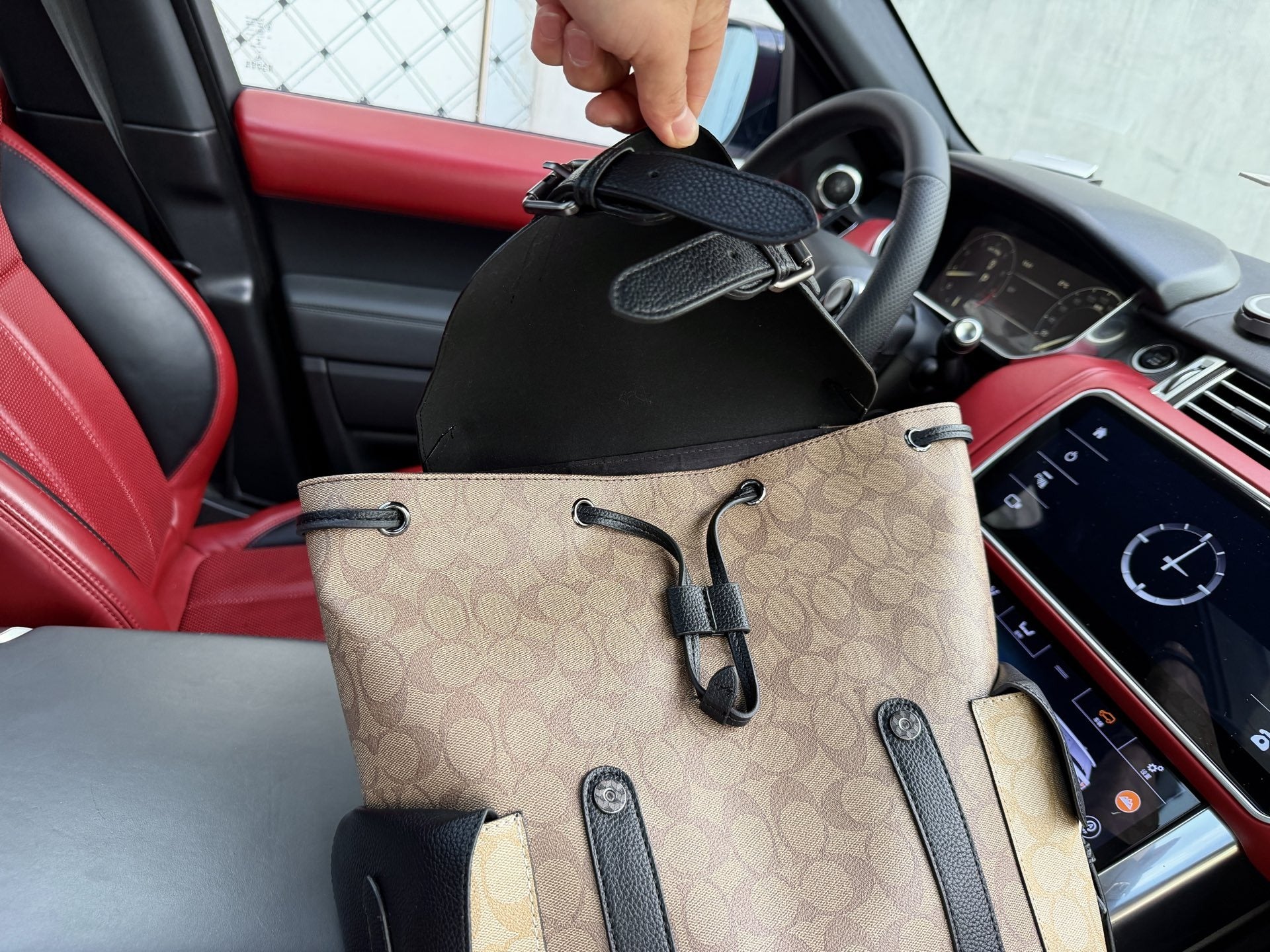 Coach Black Canvas Logo Backpack