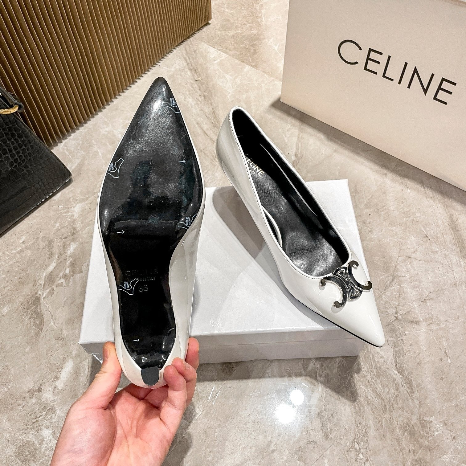 Celine Calfskin Leather Pointed Toe Heels