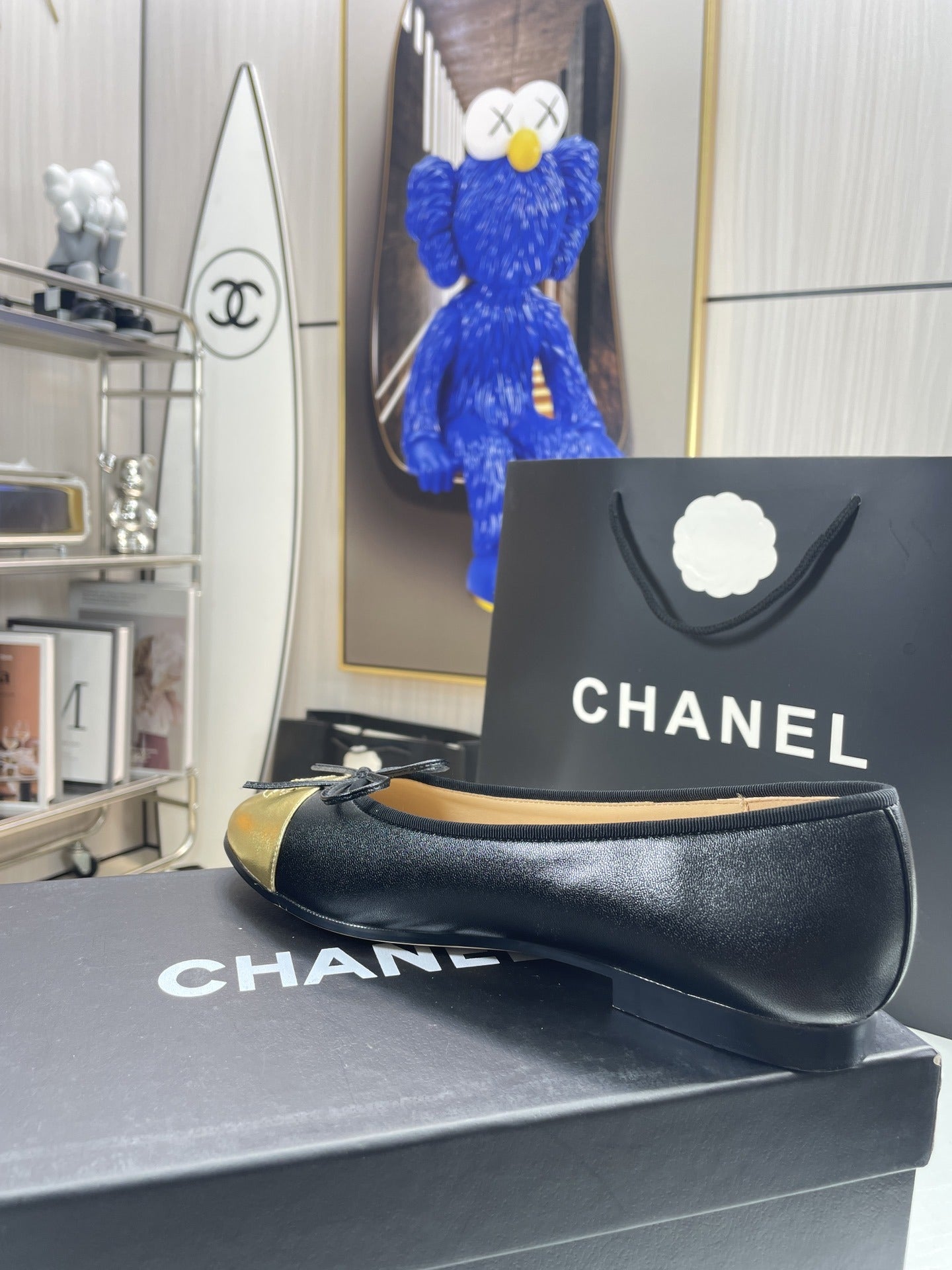 Chanel Lambskin Leather Bow Ballet Flats