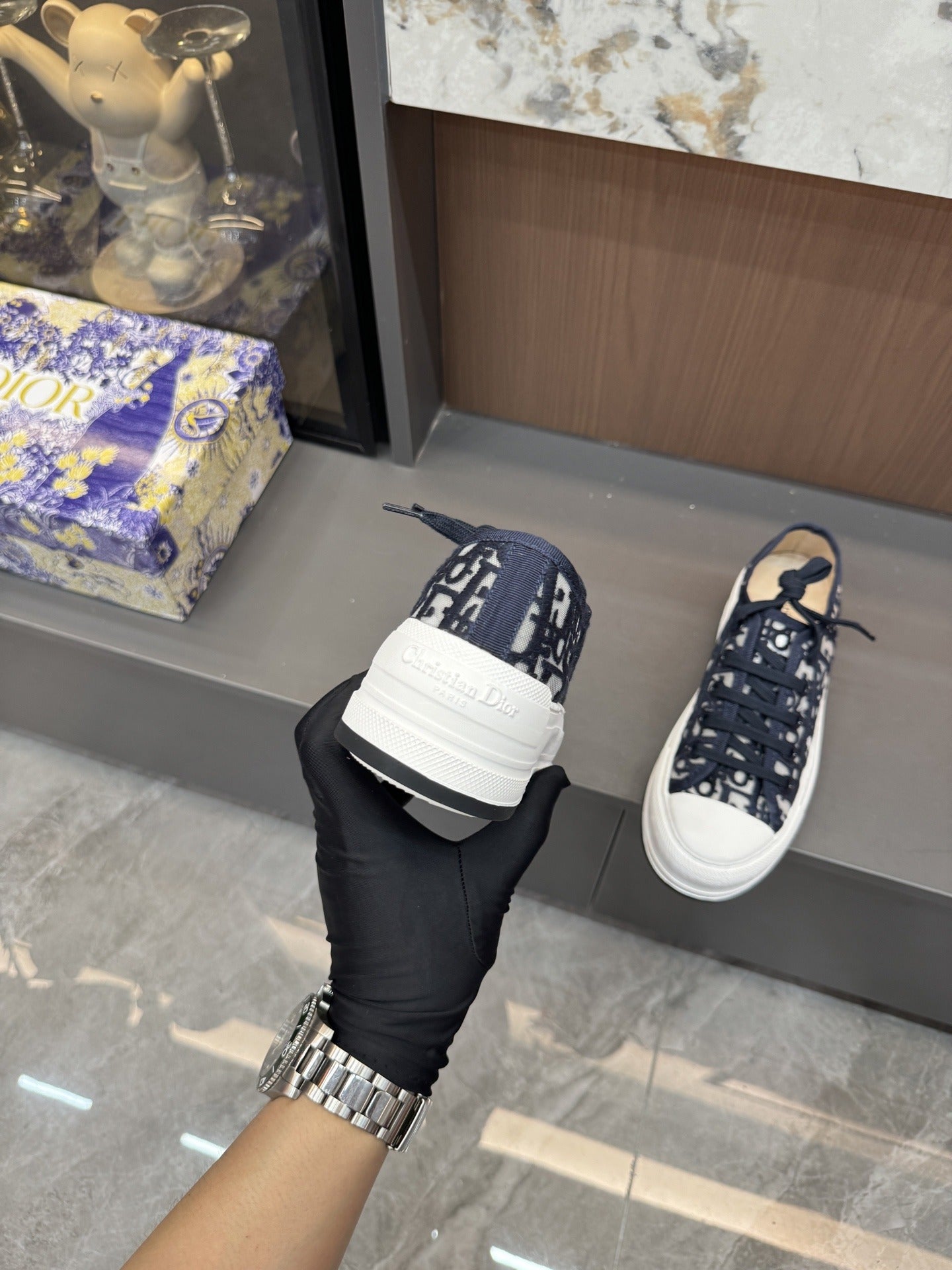 Dior Women Cotton & Lambskin Leather Embroidered Shoes