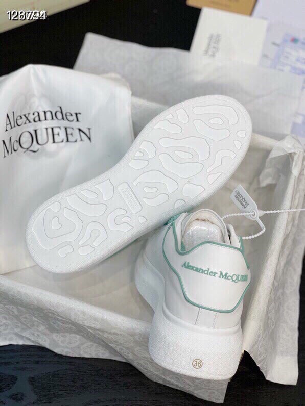 Alexander McQueen Women White Lambskin Leather Logo Sneakers